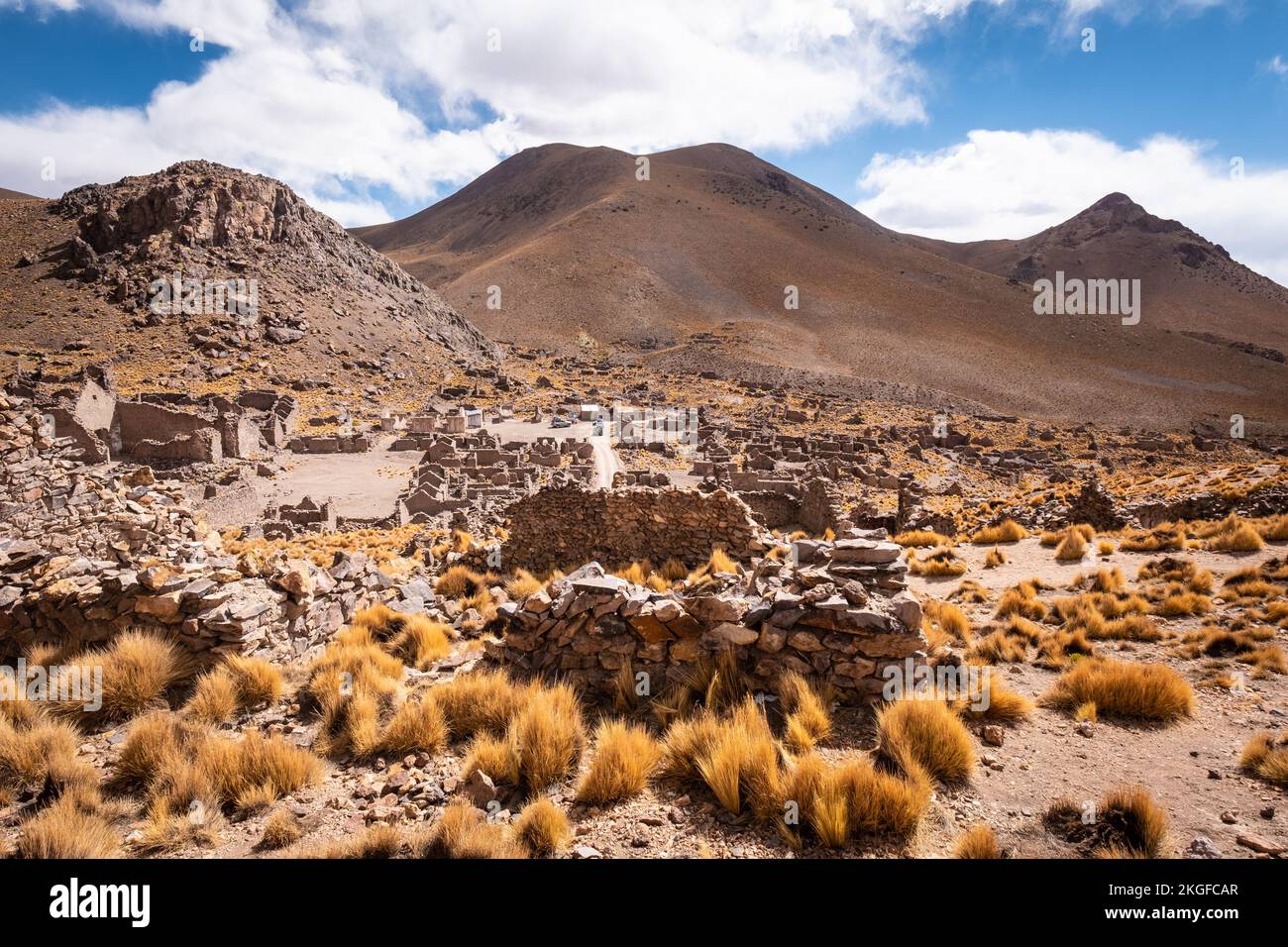 Ruines de la ville minière abandonnée de San Antonio de Lipez dans les hautes plaines boliviennes, province de sur Lipez, Bolivie Banque D'Images