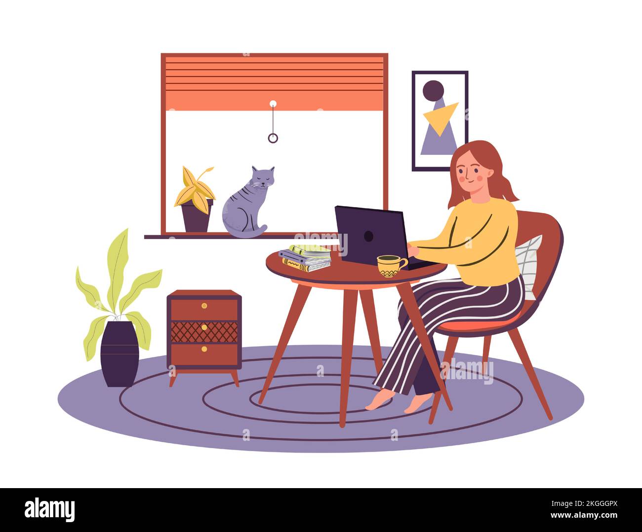 Travail à domicile, à distance et à distance Illustration de Vecteur