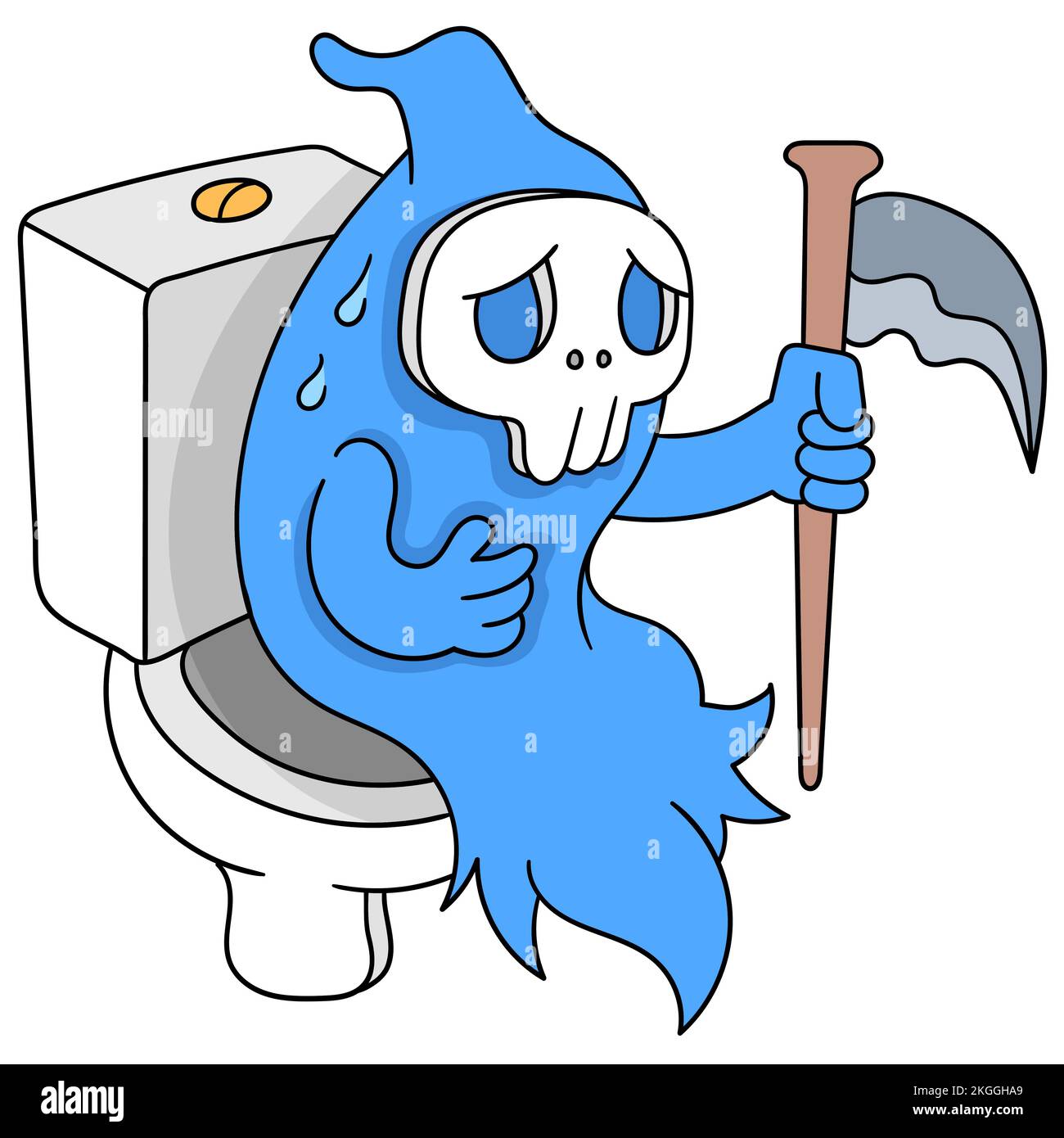 Illustration vectorielle d'un personnage de dessin animé mal assis sur les toilettes isolées sur fond blanc Illustration de Vecteur