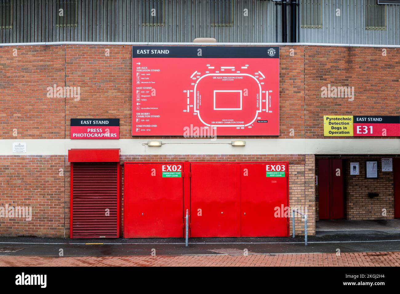 Stand East au stade Old Trafford de Manchester United, Manchester Banque D'Images