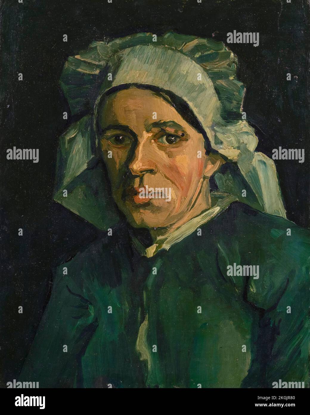 Chef d'une femme, (Sien de Groot), portrait peint dans l'huile sur toile par Vincent van Gogh, 1884 Banque D'Images