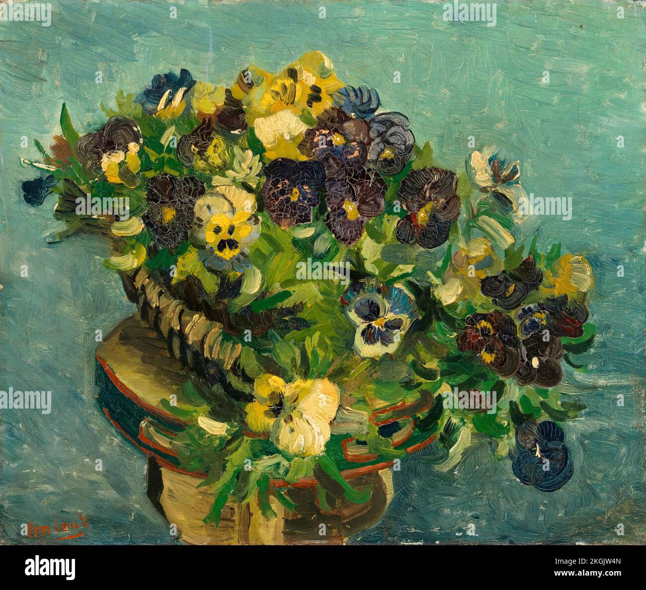 Vincent van Gogh, Panier de pansies, peinture encore à l'huile sur toile, 1887 Banque D'Images