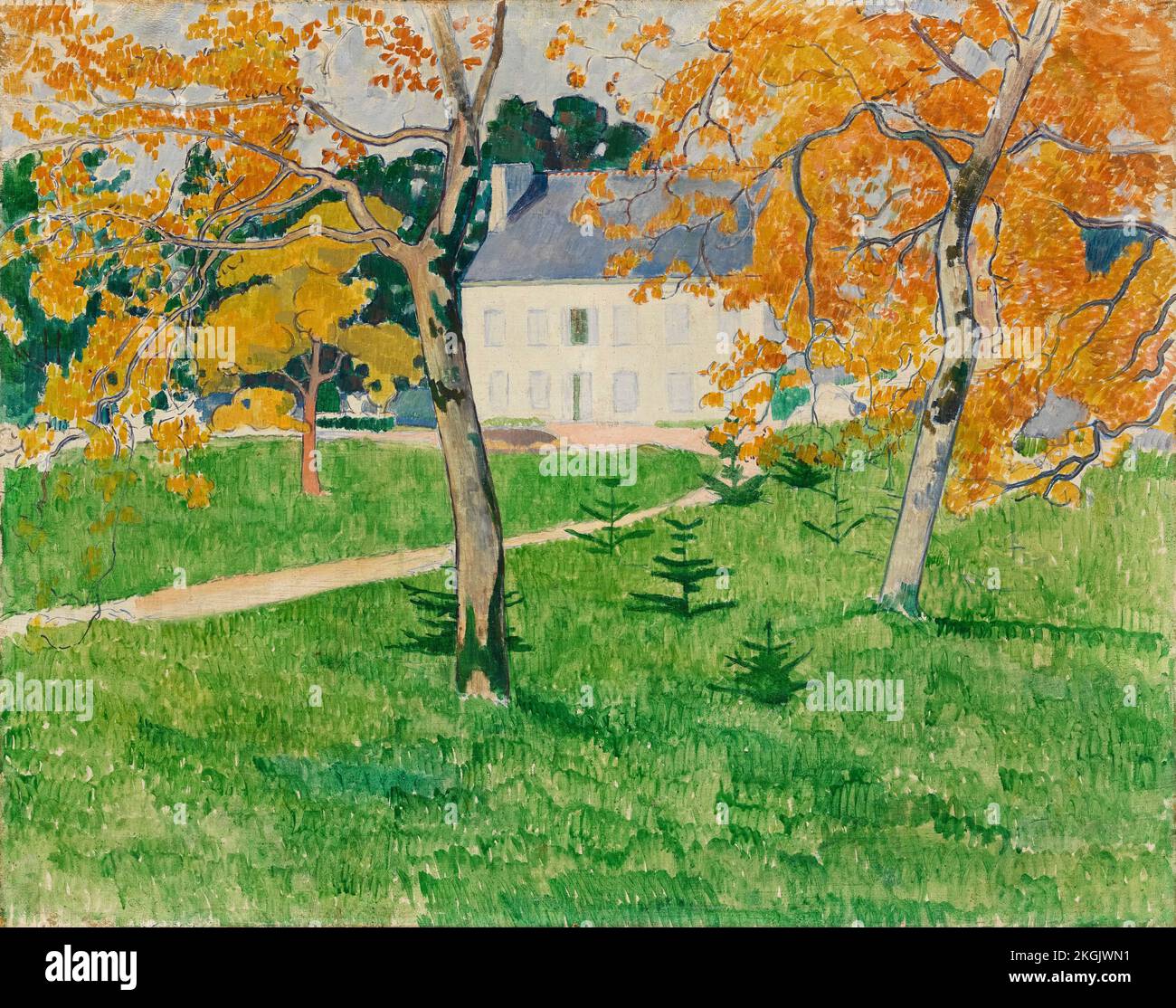 Emile Bernard, Maison parmi les arbres : Pont-Aven, peinture à l'huile sur toile, 1888 Banque D'Images