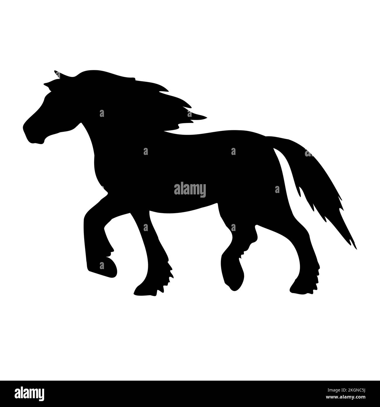 Silhouette de cheval gitane à dessin manuel vectorielle isolée sur fond blanc Illustration de Vecteur