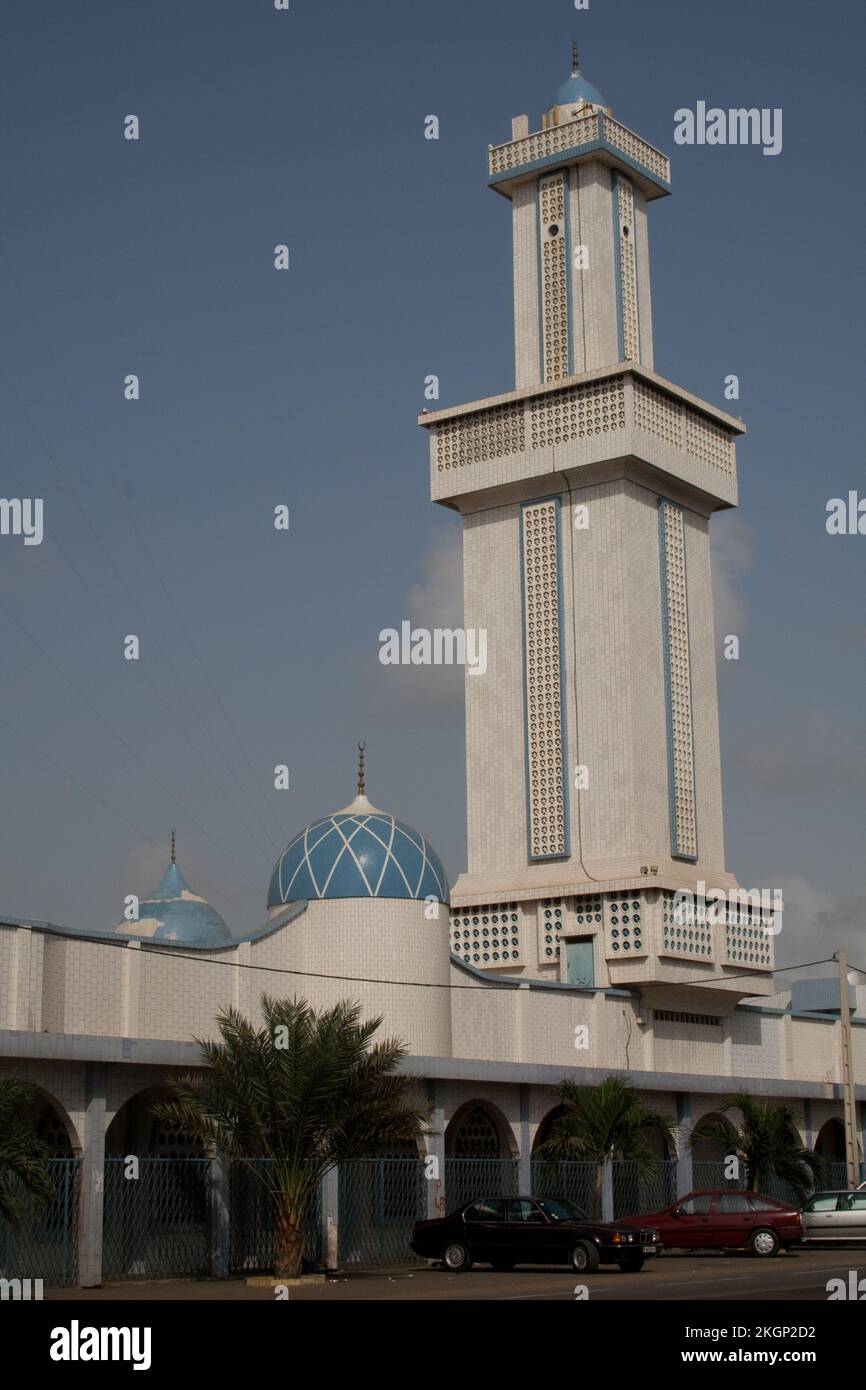 Minaret, Mosquée, Cotonou, Bénin Banque D'Images