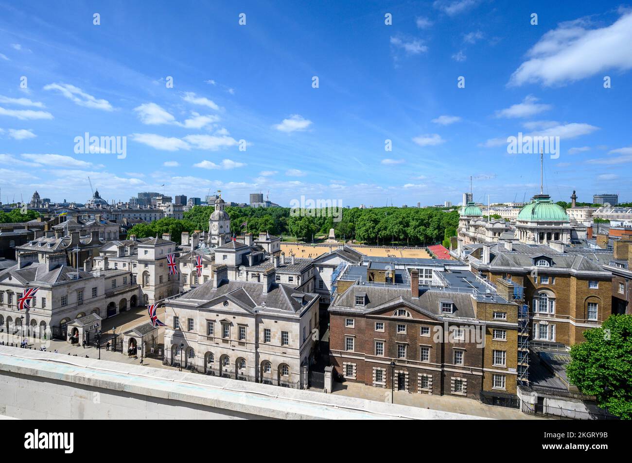 Vue aérienne de Horse Guards Parade, Londres, Angleterre. Banque D'Images