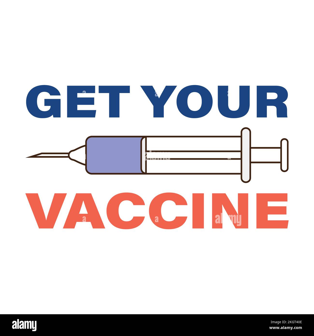 Obtenez votre illustration de vecteur d'effet de texte de vaccin avec la seringue. Élément de campagne de vaccination sur fond blanc. Élément vecteur seringue. Illustration de Vecteur