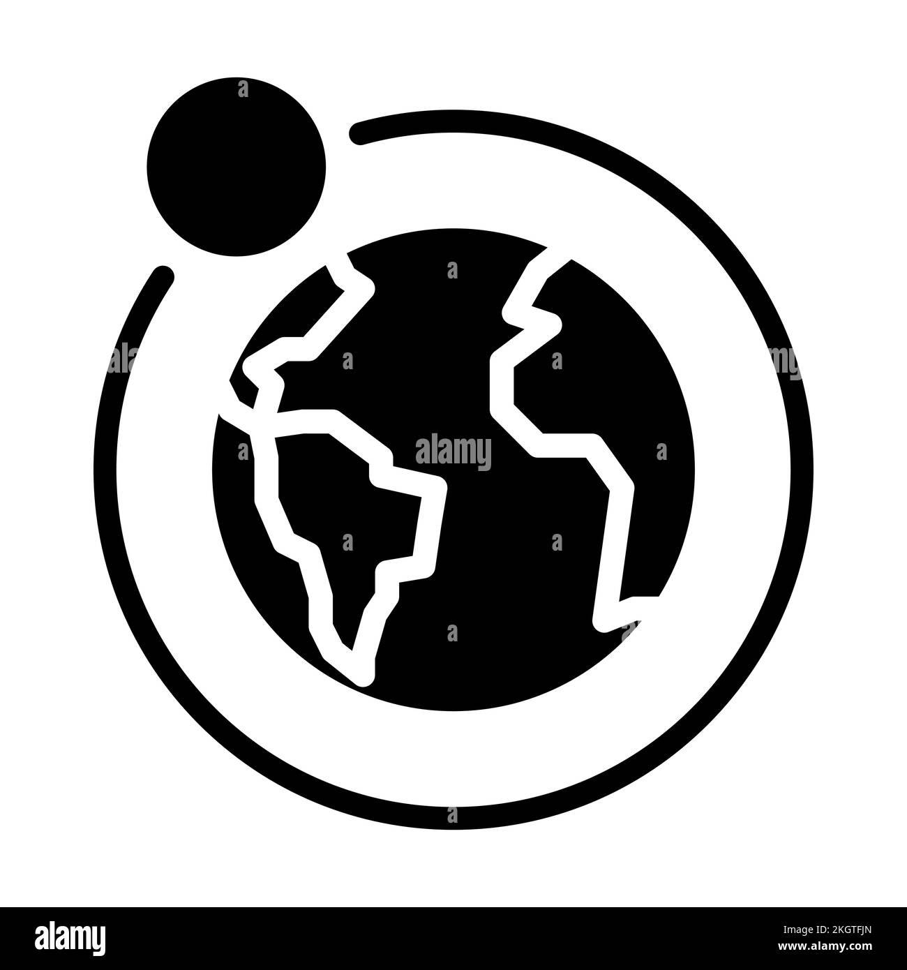 Icône de glyphe noir terre et lune Illustration de Vecteur