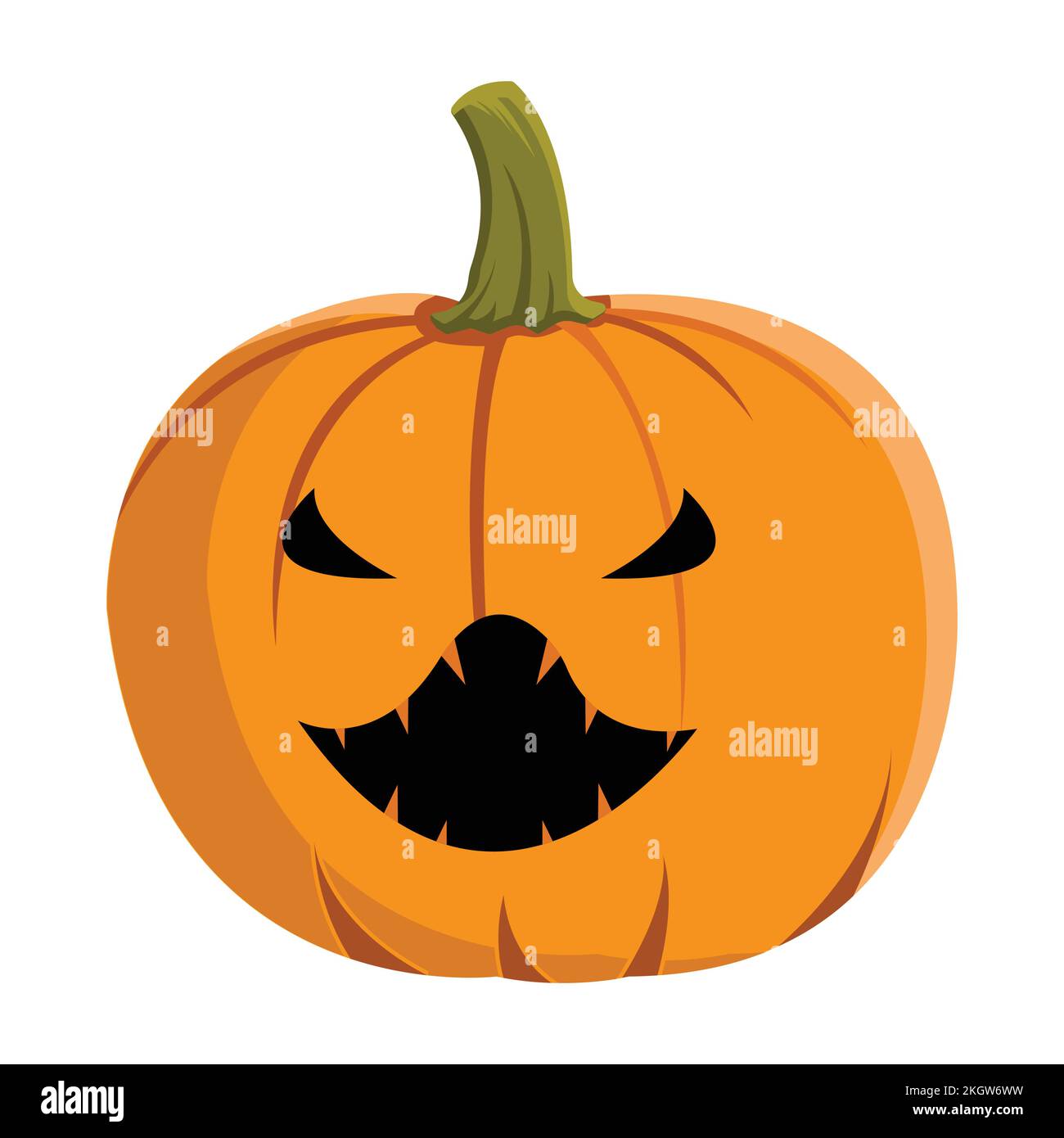 Lanterne à motif citrouille avec un visage diabolique sur fond blanc pour Halloween. Lanterne de citrouille d'Halloween de couleur orange et verte. Halloween Illustration de Vecteur