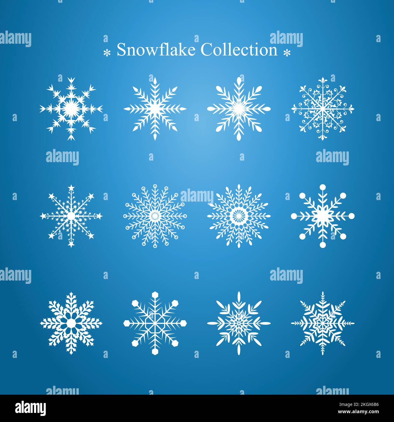 Collection de motifs vectoriels flocon de neige. Joli motif flocon de neige d'hiver. Éléments décoratifs pour l'hiver. Élément de décoration de Noël. Illustration de Vecteur