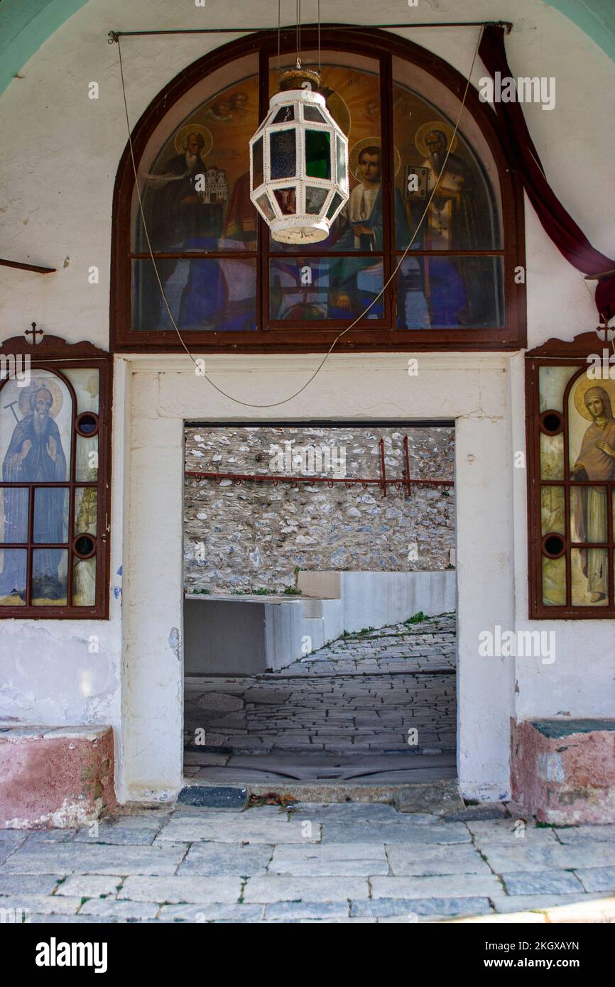 Mont Athos, entrée au Grand monastère de Lavra, Halkidiki, Grèce Banque D'Images