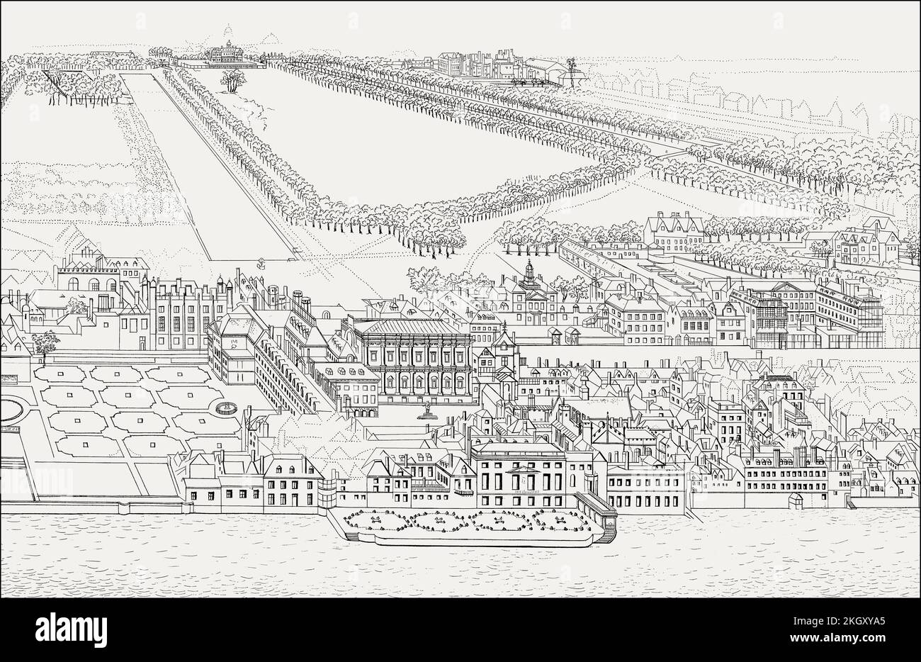 Ancien palais Whitehall, Westminster, Londres, Angleterre, vers 1700 Banque D'Images Ancien palais Whitehall, Westminster, Londres, Angleterre, vers 1700 Banque D'Images
