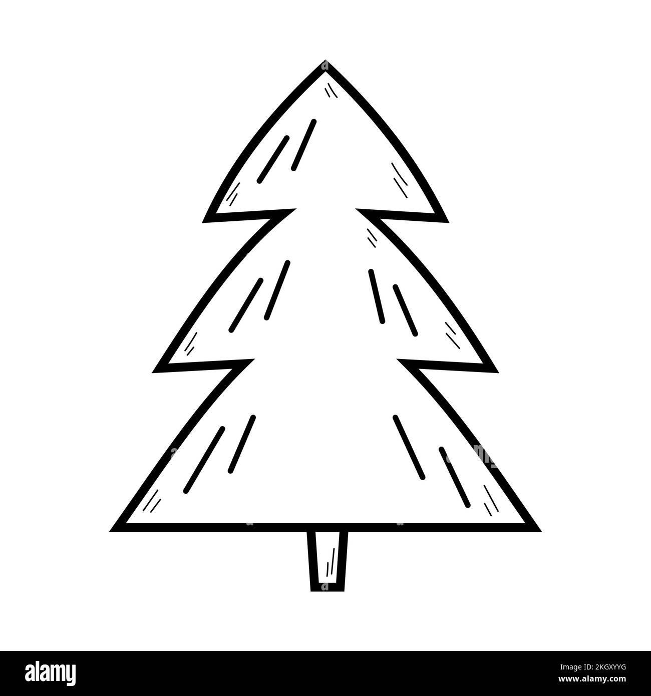 Arbre de Noël et de nouvel an dessiné à la main sur fond blanc. Élément Doodle pour la décoration pour les vacances d'hiver. Illustration vectorielle isolée. Illustration de Vecteur