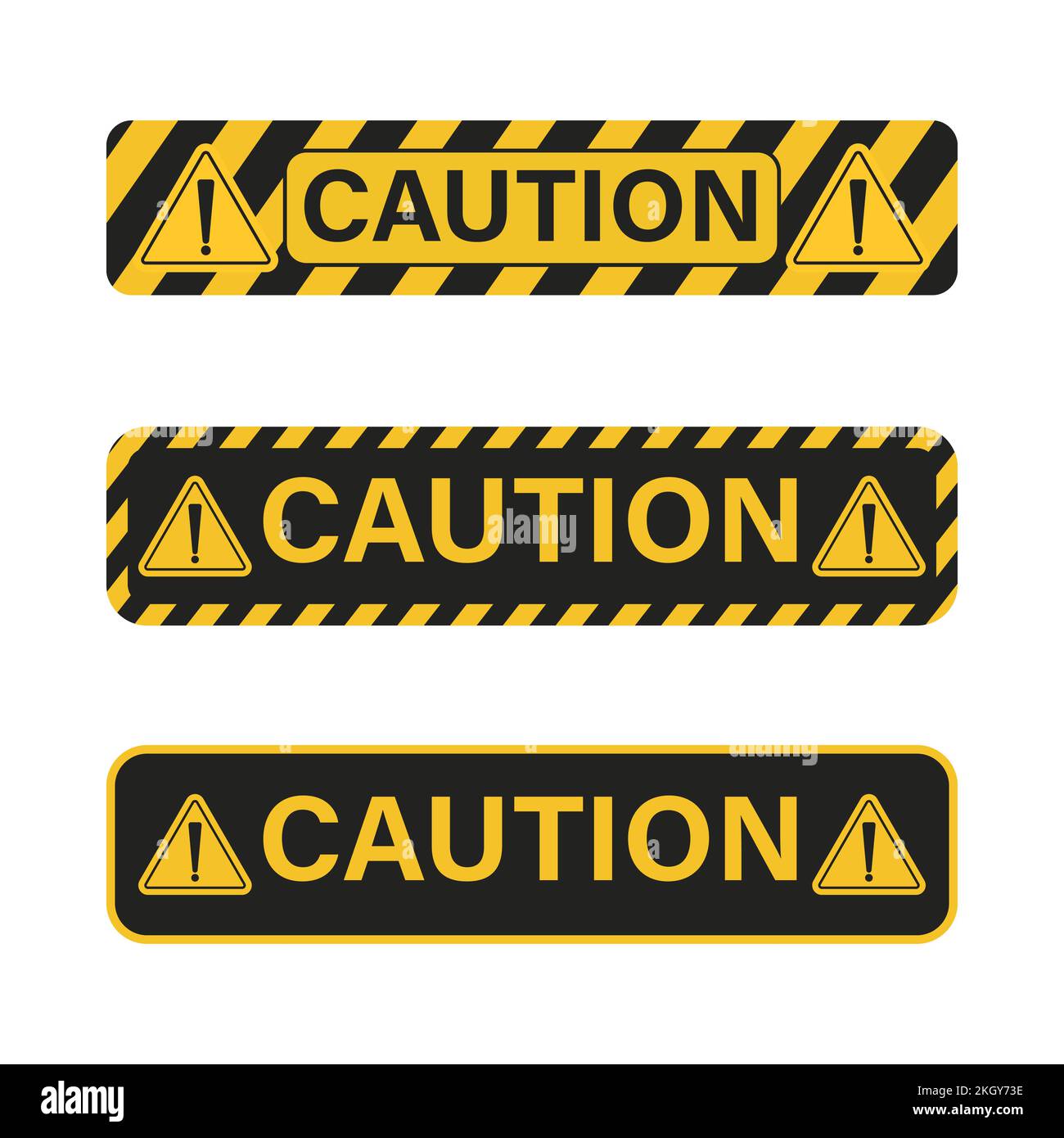 Attention danger jeu de panneaux de couleur jaune et noire. Panneau d