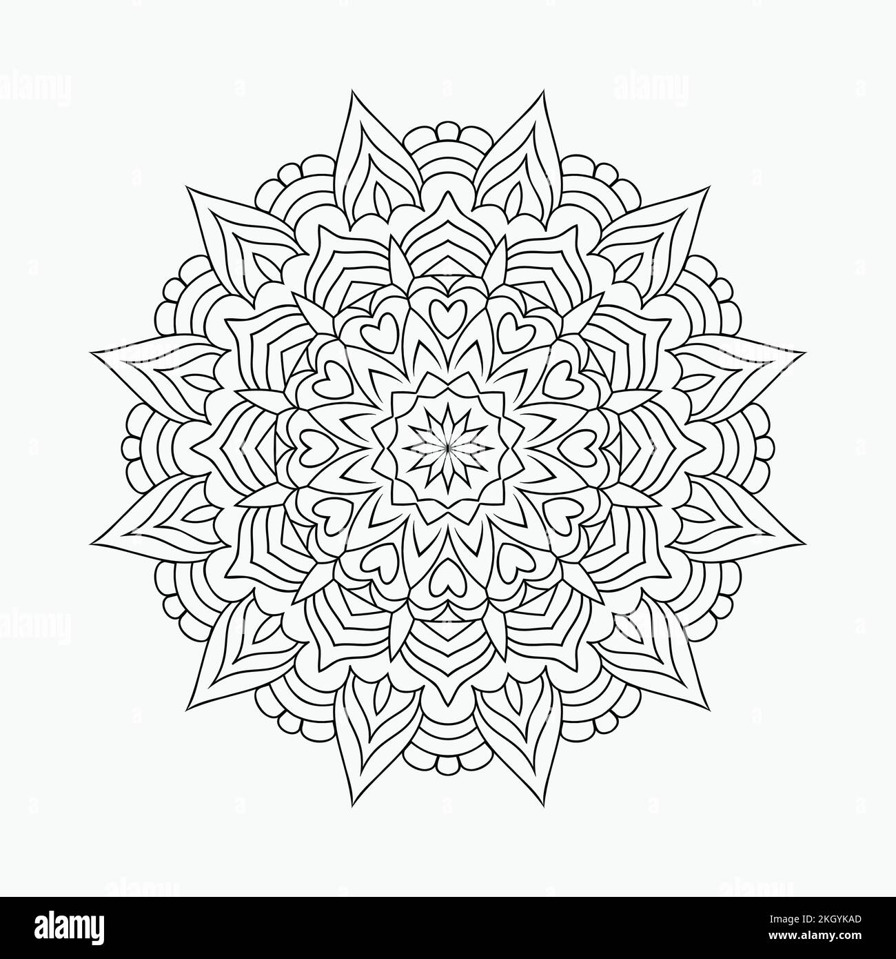 Motif indien traditionnel de mandala sur fond blanc. Vecteur artistique en ligne Mandala pour les pages de coloriage des enfants. Mandala ornement ligne art vecteur. Colorant pa Illustration de Vecteur