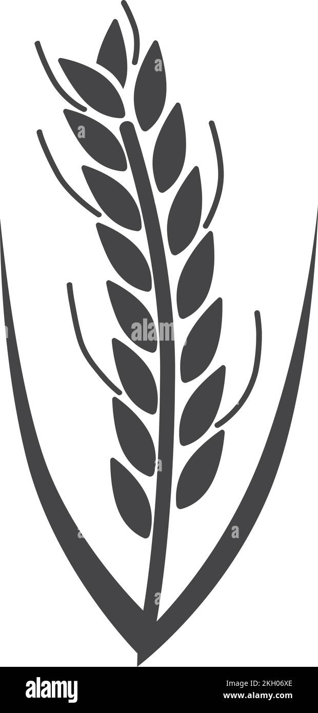 Silhouette noire d'oreille de blé. Icône de récolte agricole Illustration de Vecteur