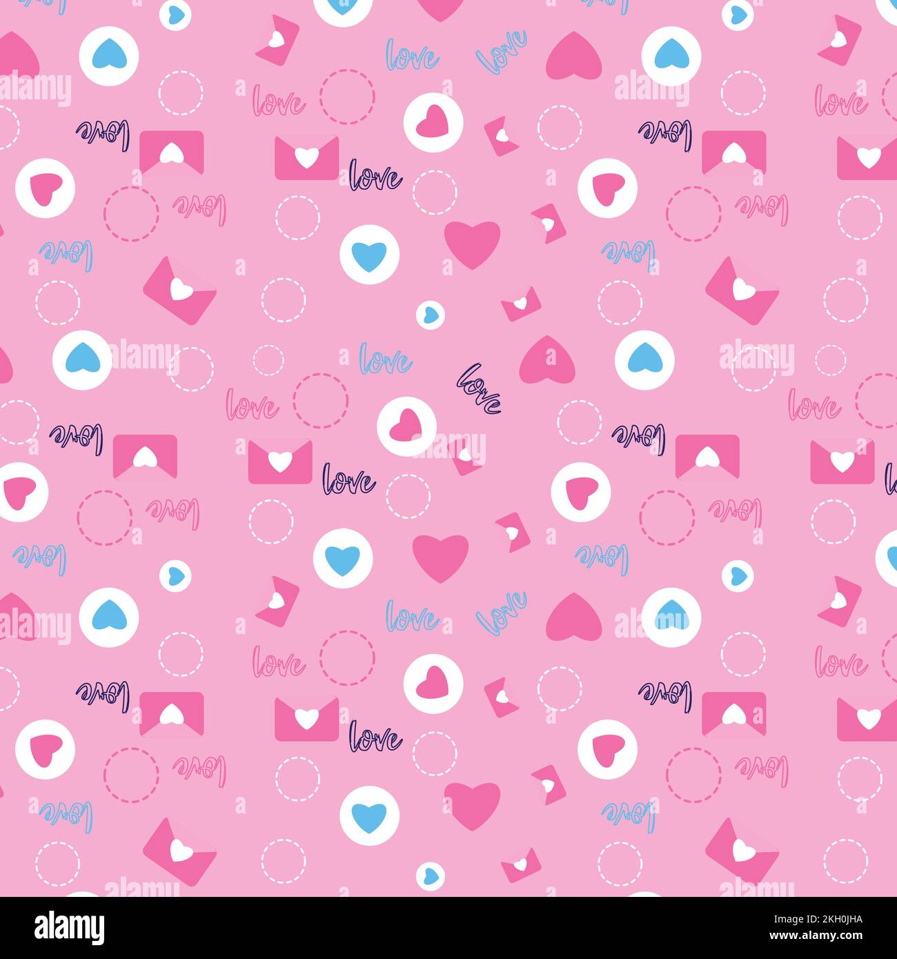 Décoration de texture de motif d'amour avec des formes de lettre et d'amour. Décoration motif minimal pour l'arrière-plan et les draps. Motif Saint-Valentin t Illustration de Vecteur