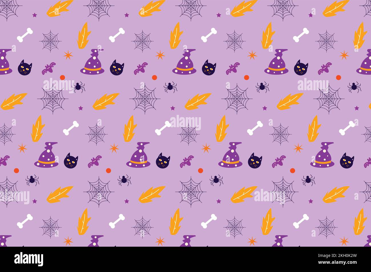 Motif Halloween sans fin avec éléments abstraits. Motif vectoriel sans couture Halloween avec visages de chat et chapeaux de sorcière. Fond de texture de motif d Illustration de Vecteur