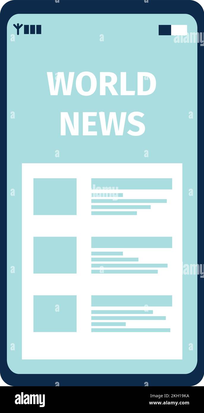 Icône de l'application World News. Écran du smartphone avec site Web ouvert Illustration de Vecteur