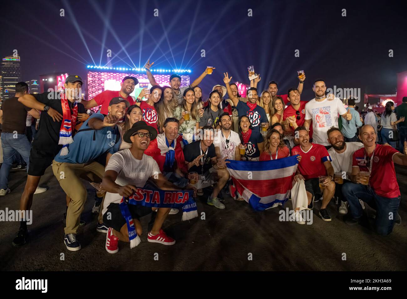 Les fans du Costa Rica au Festival des fans de la FIFA, Doha, Qatar Banque D'Images