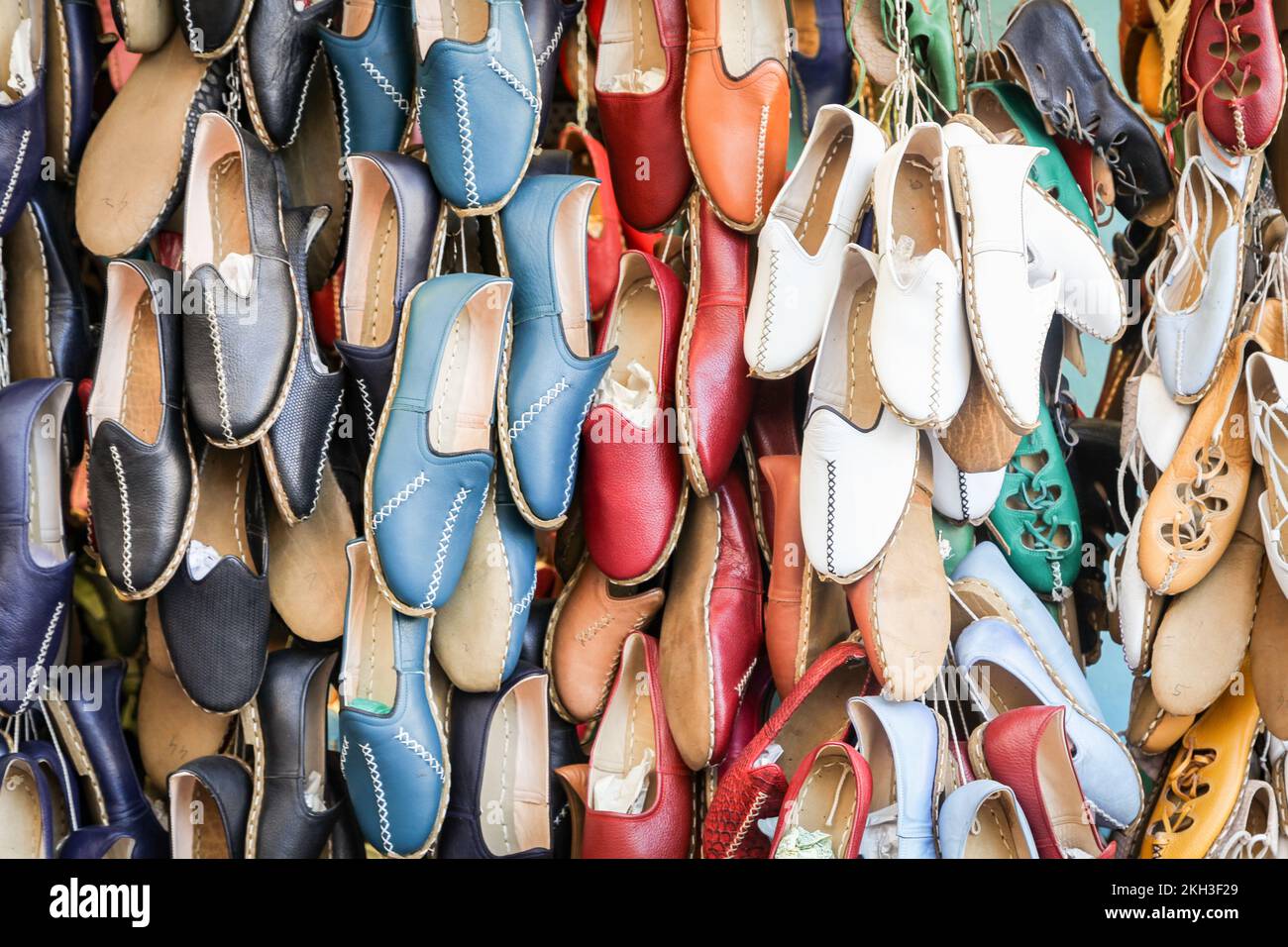 Gros plan du magasin de chaussures de style traditionnel, Gaziantep Banque D'Images