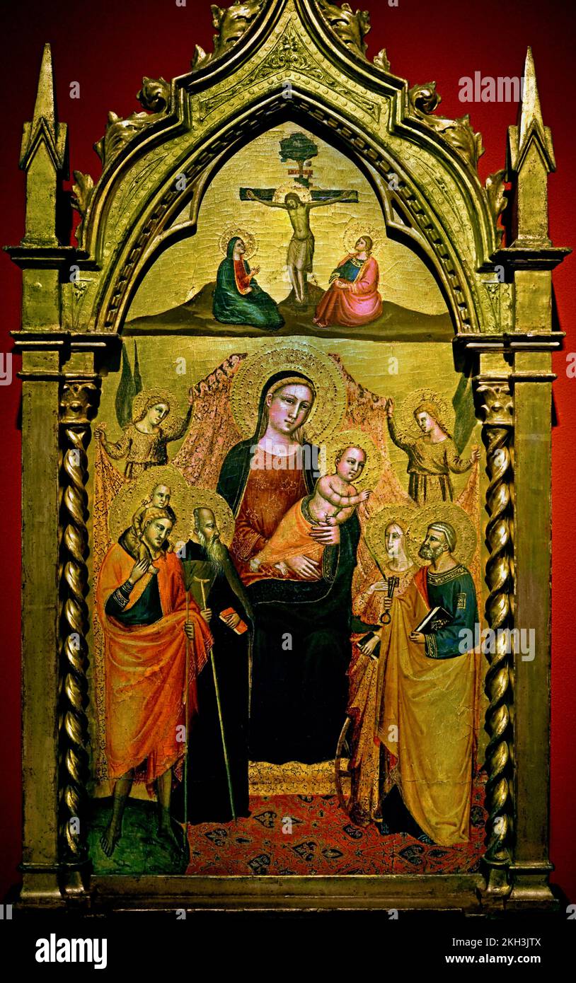 La Vierge à l'enfant entourée de saints 1385 - 1390 Lorenzo di Bicci 1350-1427) 14th siècle Italien, peintre, Italie, Banque D'Images