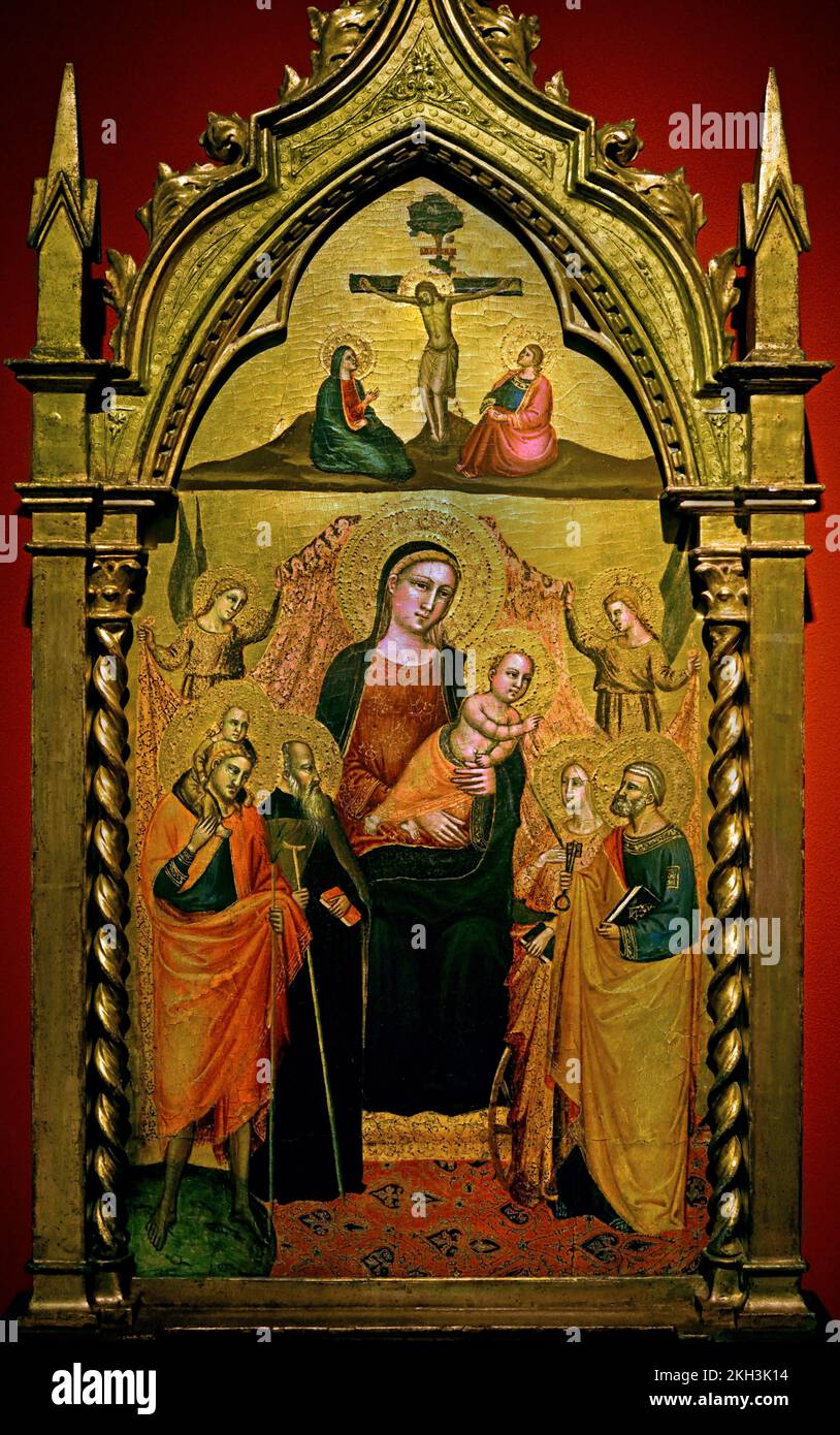 La Vierge à l'enfant entourée de saints 1385 - 1390 Lorenzo di Bicci 1350-1427) 14th siècle Italien, peintre, Italie, Banque D'Images