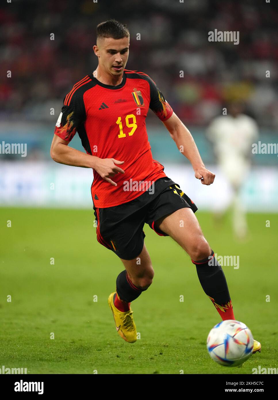 Leander Dendoncker de Belgique lors du match F de la coupe du monde de la FIFA au stade Ahmad bin Ali, Al Rayyan. Date de la photo: Mercredi 23 novembre 2022. Banque D'Images