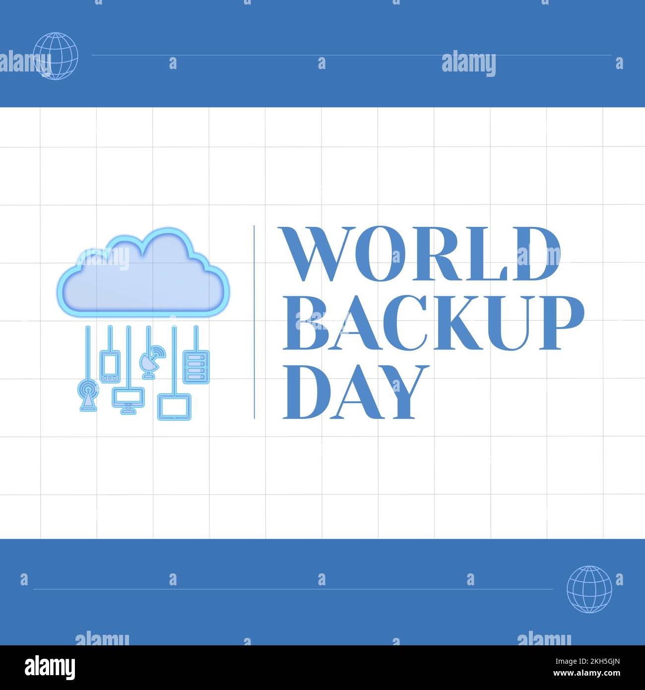 Composition du texte de la journée mondiale de sauvegarde sur les icônes d'entreprise Banque D'Images