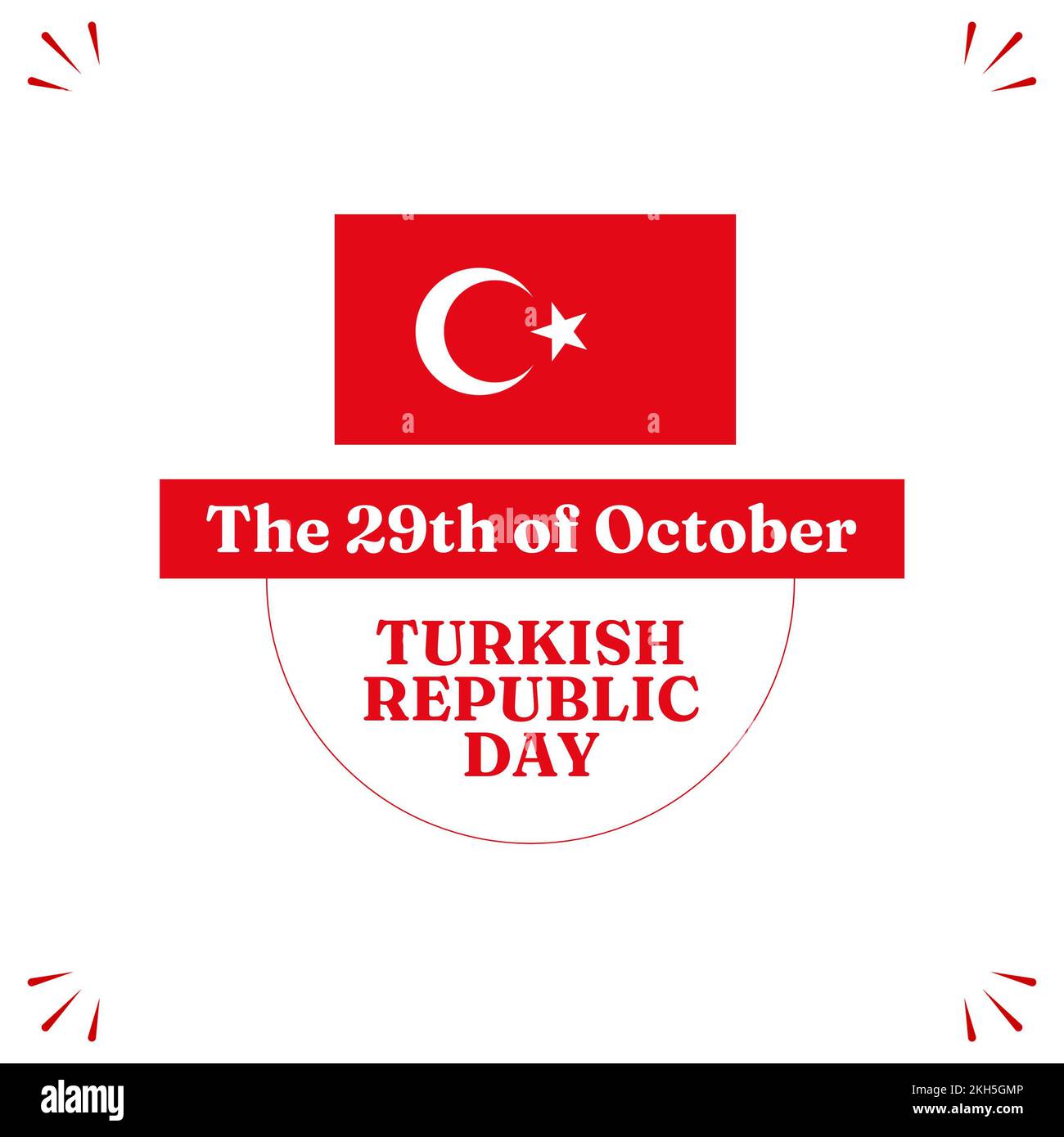 Composition du texte de la journée de la république de turquie avec le drapeau de la turquie sur fond blanc Banque D'Images