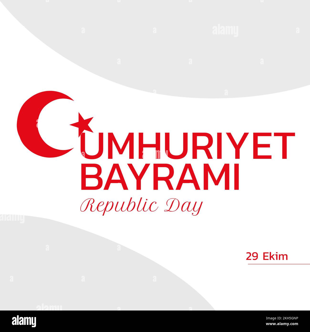 Composition du texte de cumhuriyet bayrami avec drapeau de la turquie sur fond blanc Banque D'Images