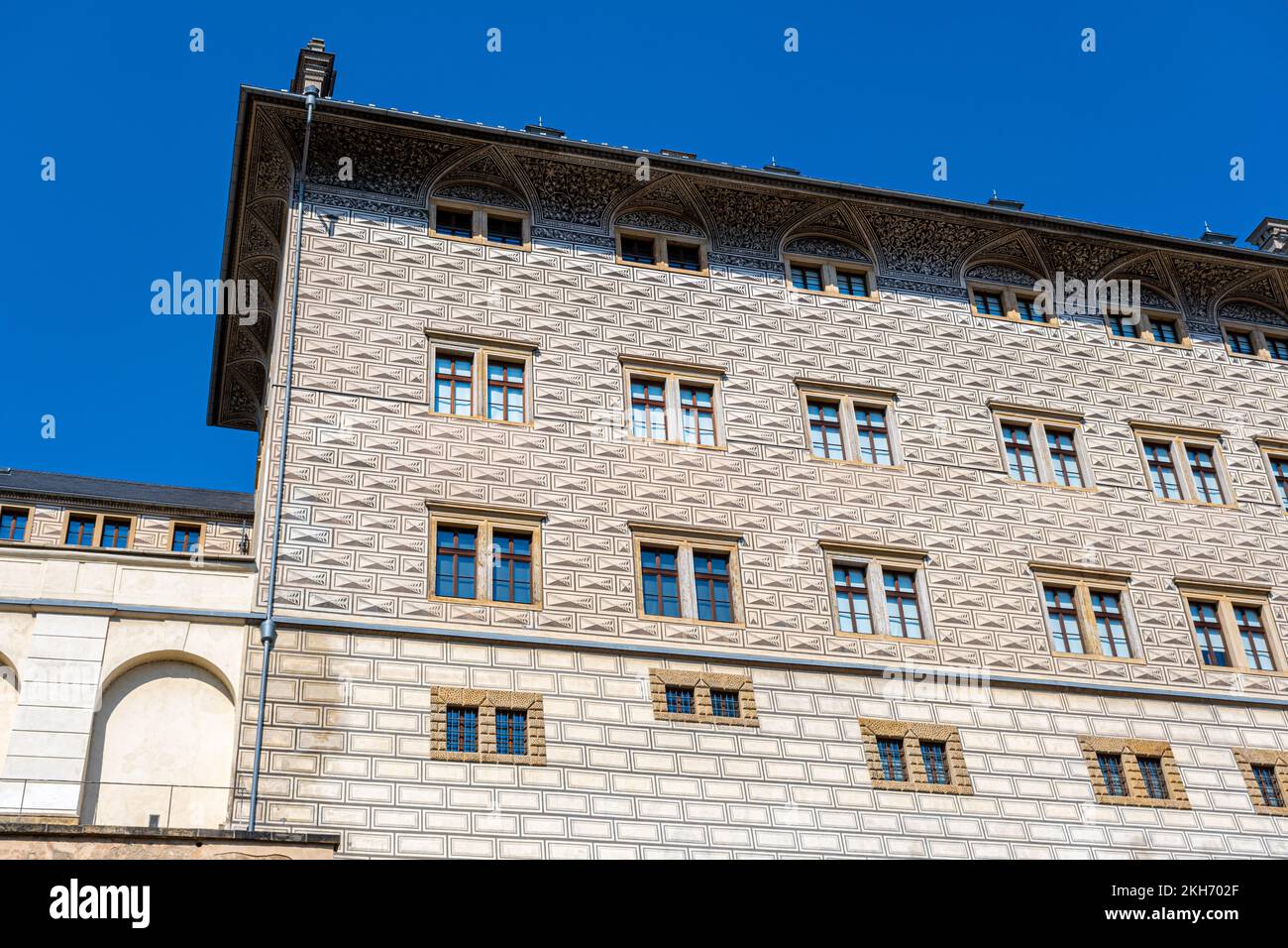 Prague, République tchèque - 4 septembre 2022 : façade du palais Schwarzenberg Banque D'Images
