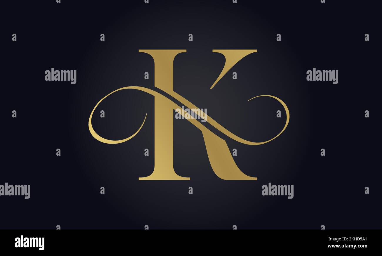 Modèle de logo lettre K de luxe de couleur or. Logo lettre K de luxe initial. Magnifique logo Design pour la marque de luxe de compagnie. Illustration de Vecteur