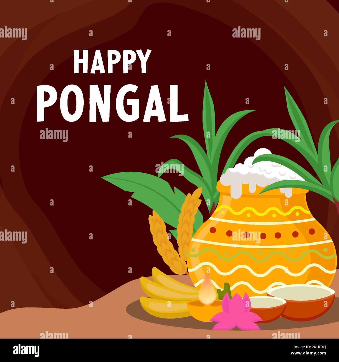 flat happy pongal festival pour célébrer la récolte Illustration de Vecteur