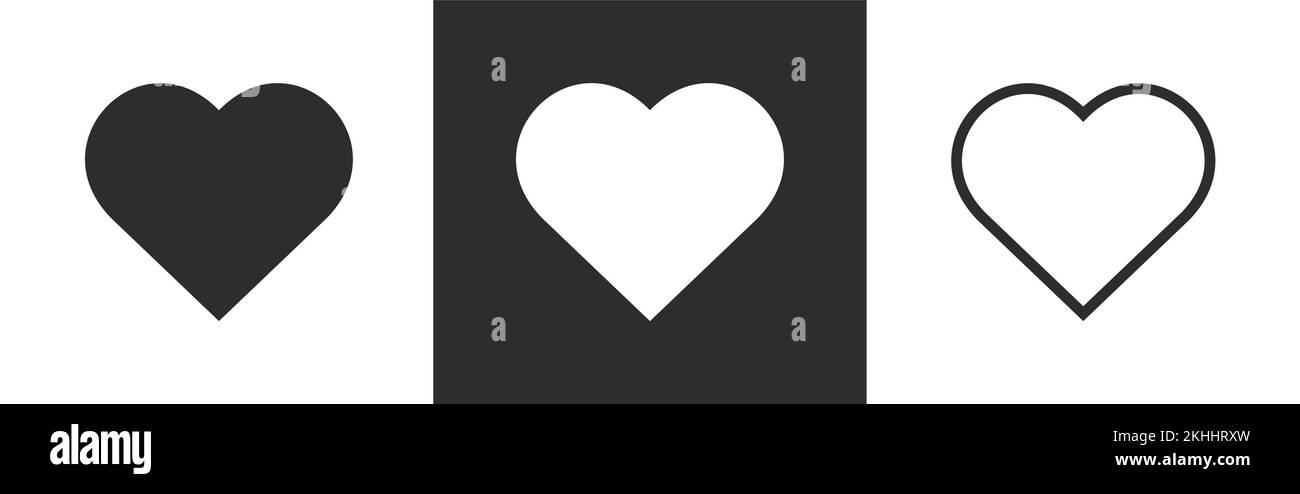 Icône en forme de coeur Noir plat blanc variations de contour Illustration vectorielle Illustration de Vecteur