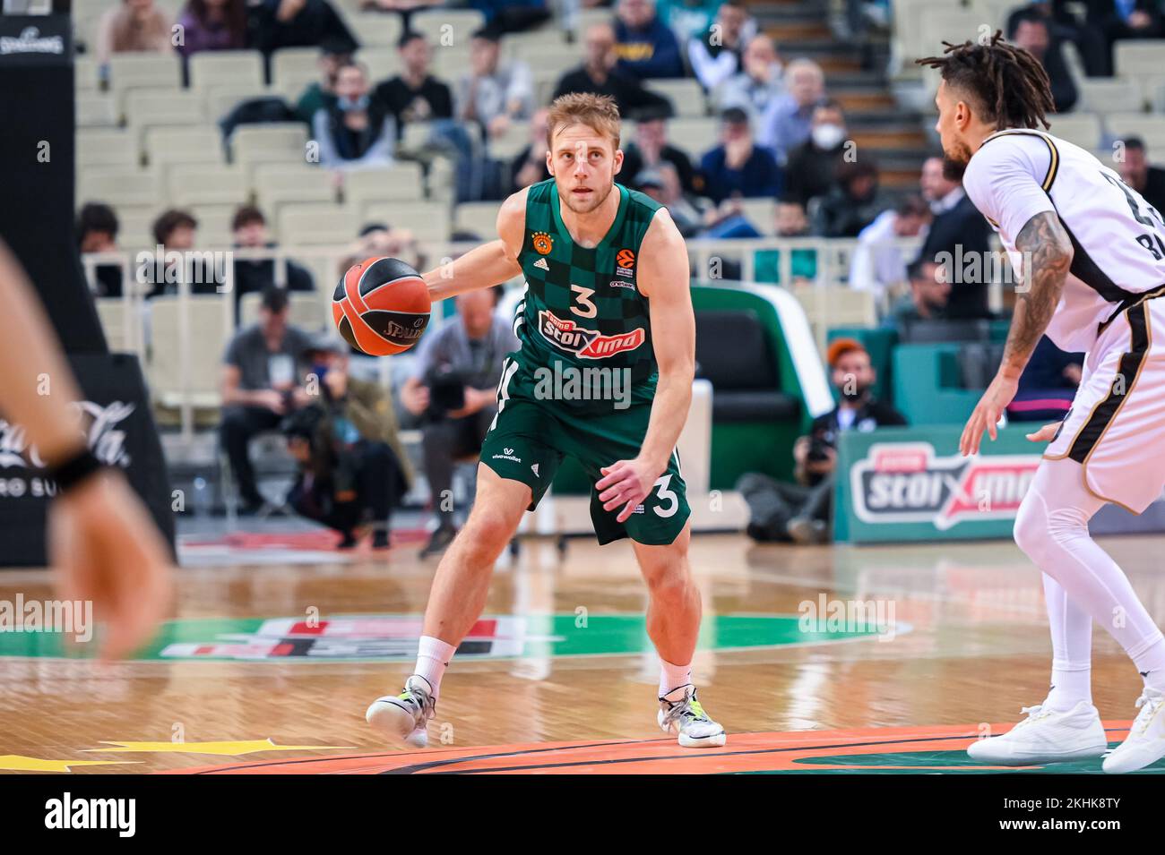 Athènes, Lombardie, Grèce. 23rd novembre 2022. 3 NATE WOLTERS.of Panathinaikos Athènes pendant l'Euroligue, Round 9, match entre Panathinaikos Athènes et Virtus Segafredo Bologne au stade OAKA sur 23 novembre 2022 à Athènes, Grèce. (Image de crédit : © Stefanos Kyriazis/ZUMA Press Wire) Banque D'Images