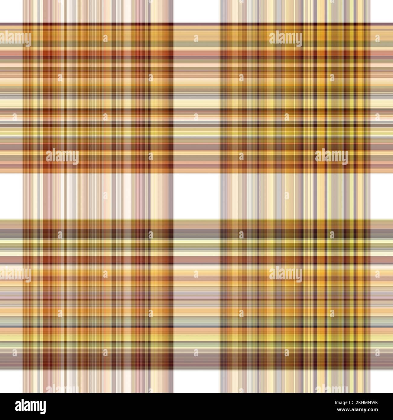 Tissu écossais blanc forêt à motif sans couture. Motif écossais de forêt automnale ton sur ton avec texture organique. Arrière-plan de bande orange pour papier peint rugueux. Banque D'Images