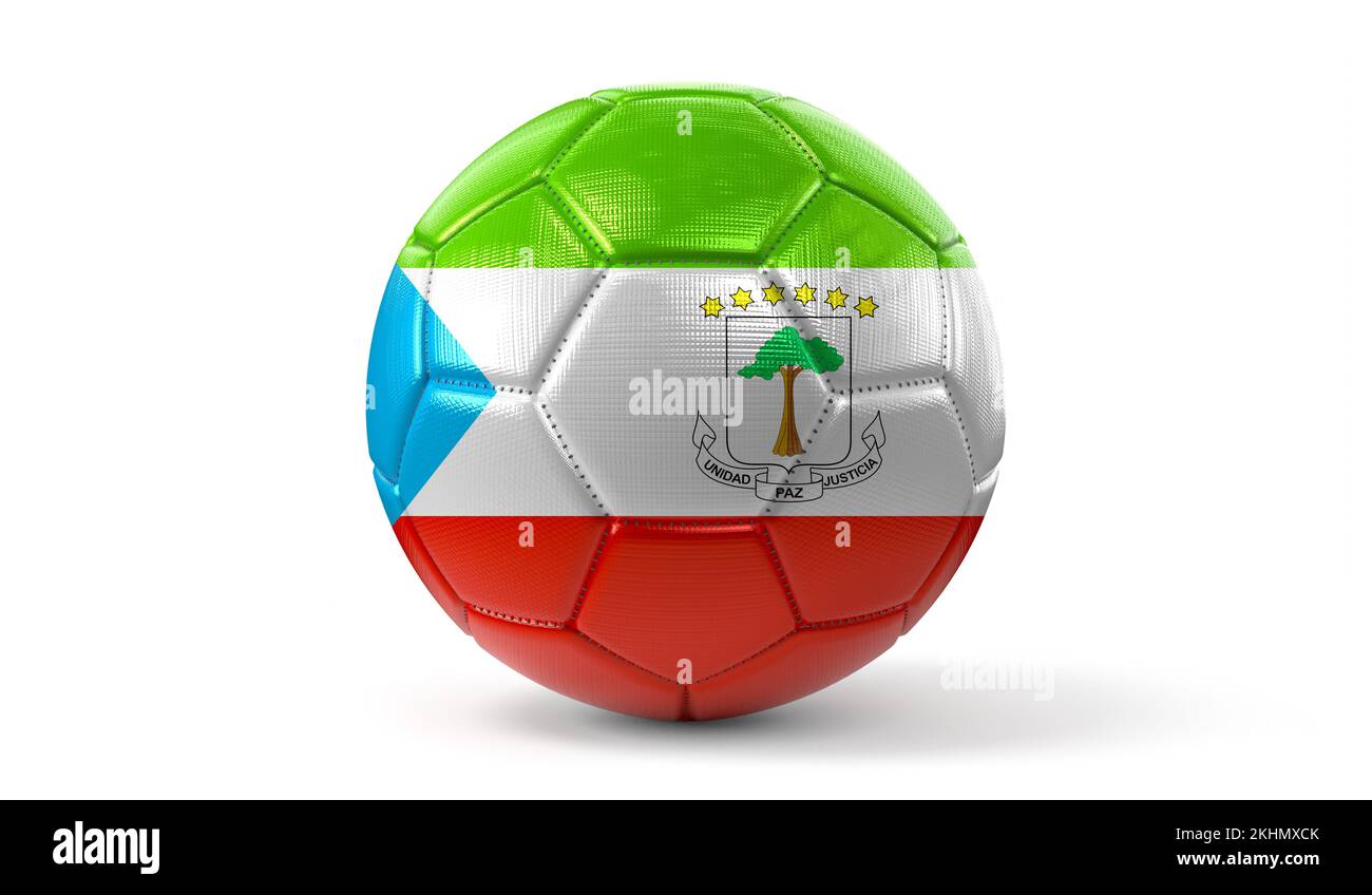 Guinée équatoriale - drapeau national sur le ballon de football - illustration 3D Banque D'Images