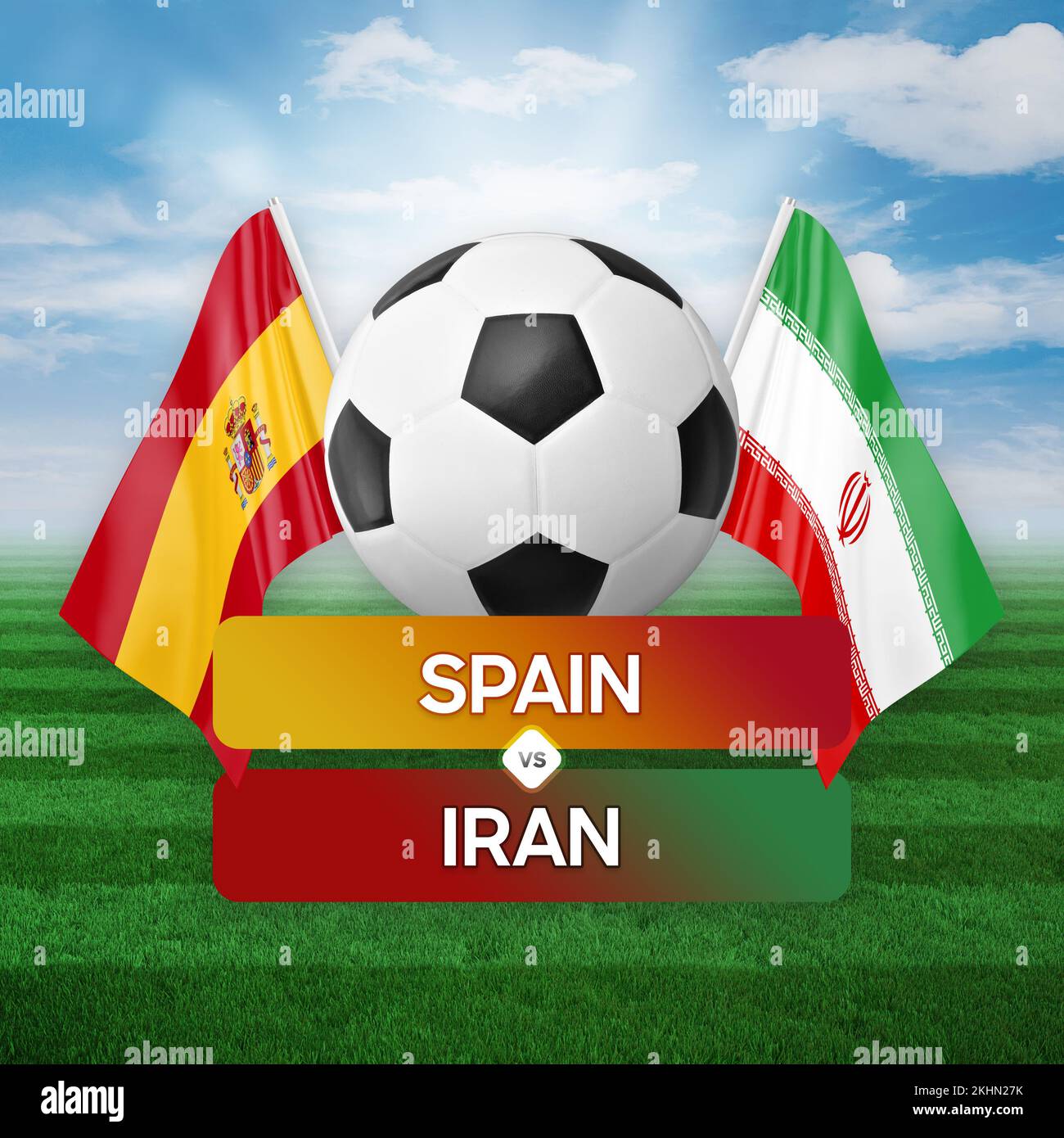 Espagne contre Iran équipes nationales de football football concept de compétition. Banque D'Images