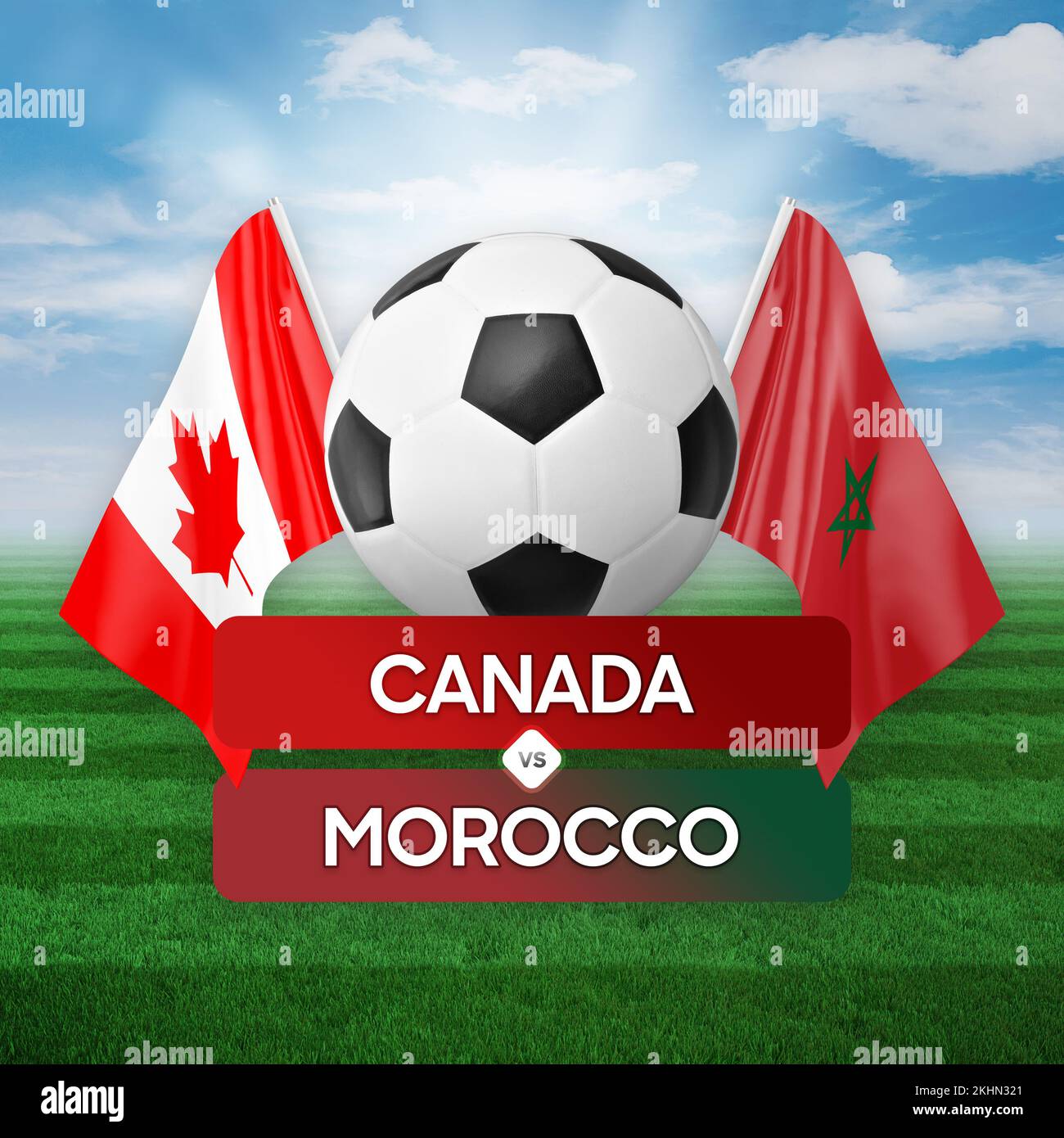 Le Canada contre le Maroc les équipes nationales de football le concept de compétition de football. Banque D'Images