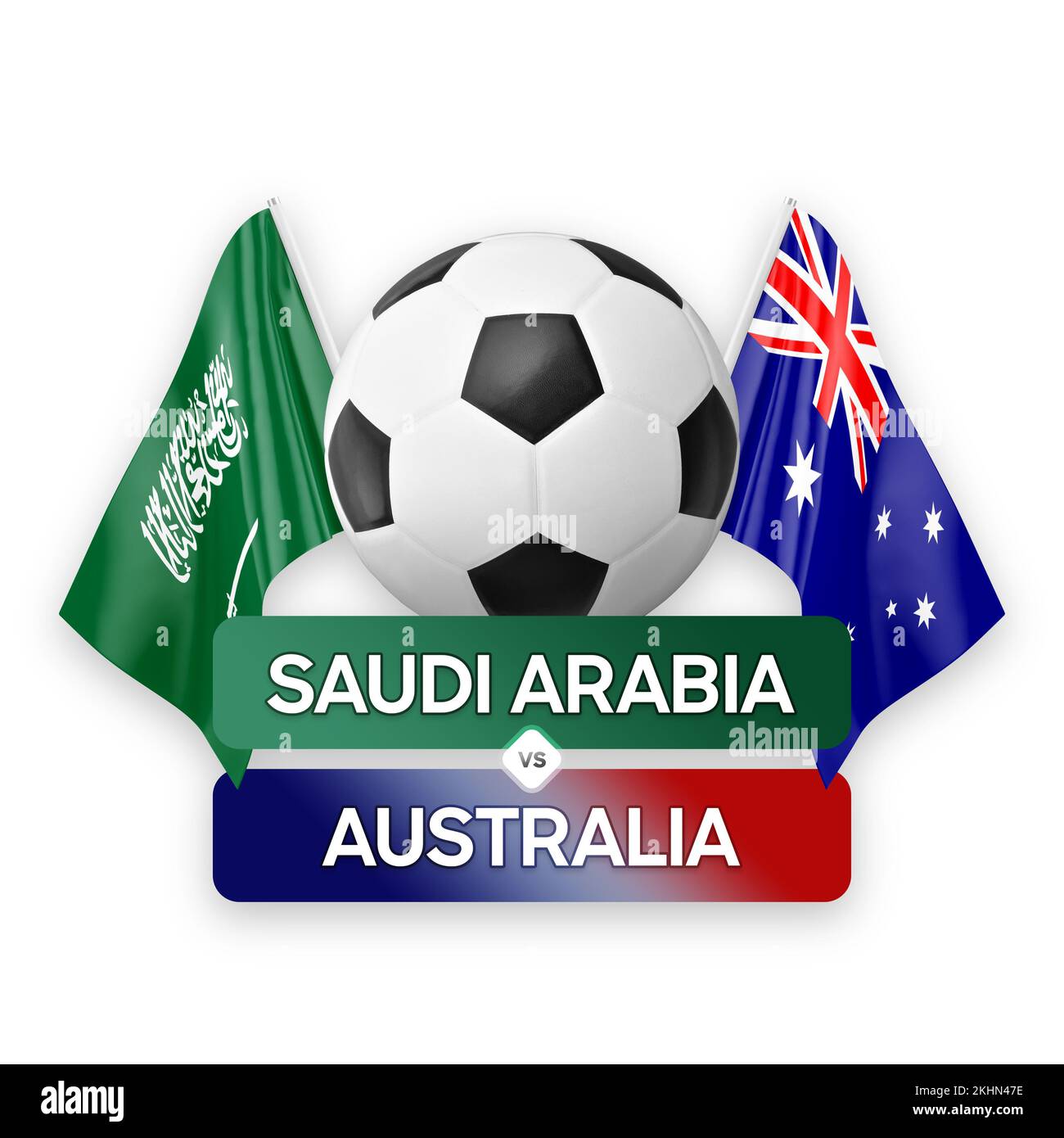 L'Arabie Saoudite contre l'Australie équipes nationales football football match concept de compétition. Banque D'Images