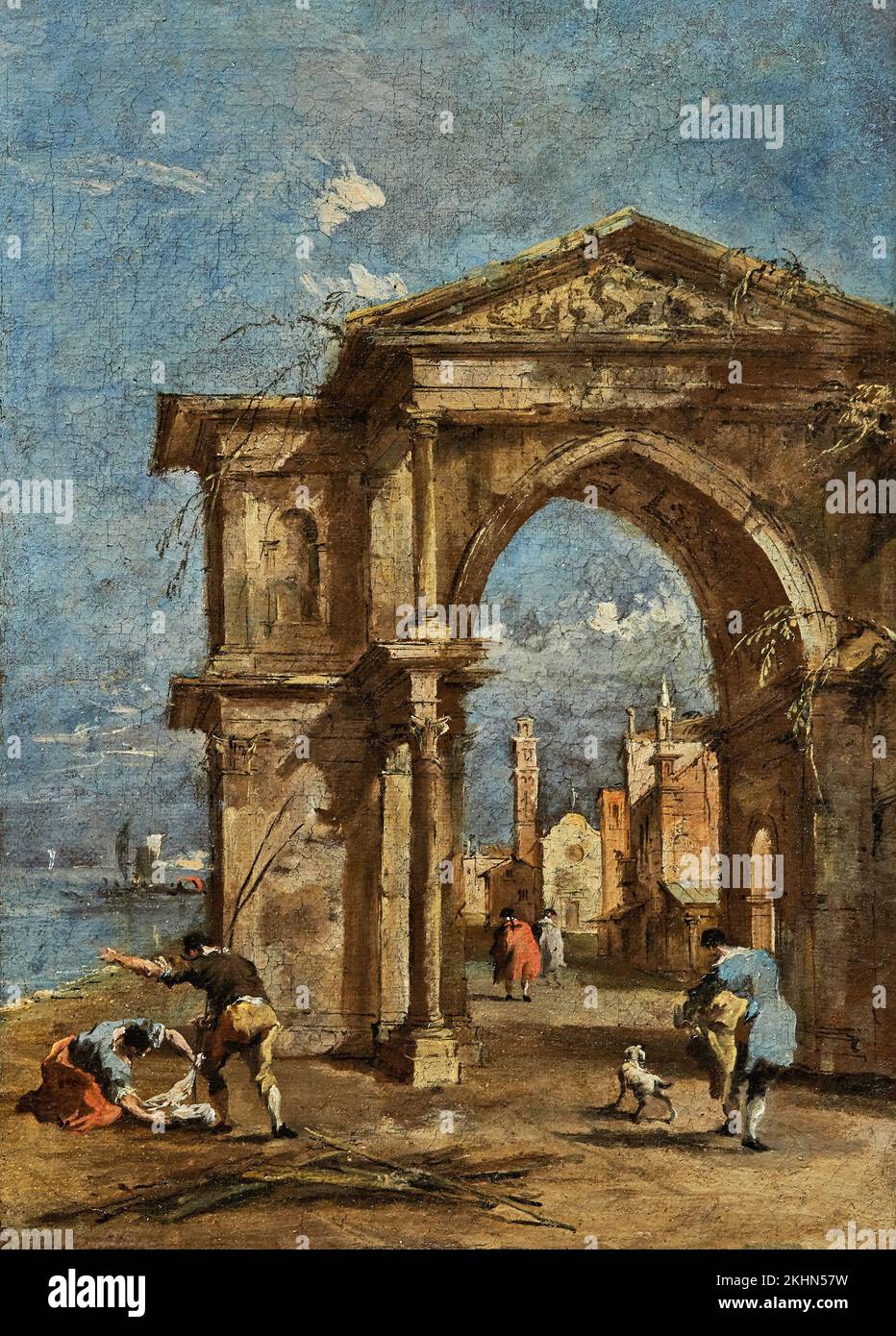Capriccio con arco trionfale - olio su tela - Francesco Guardi - 1775 - Bergame Accademia Carrara Banque D'Images