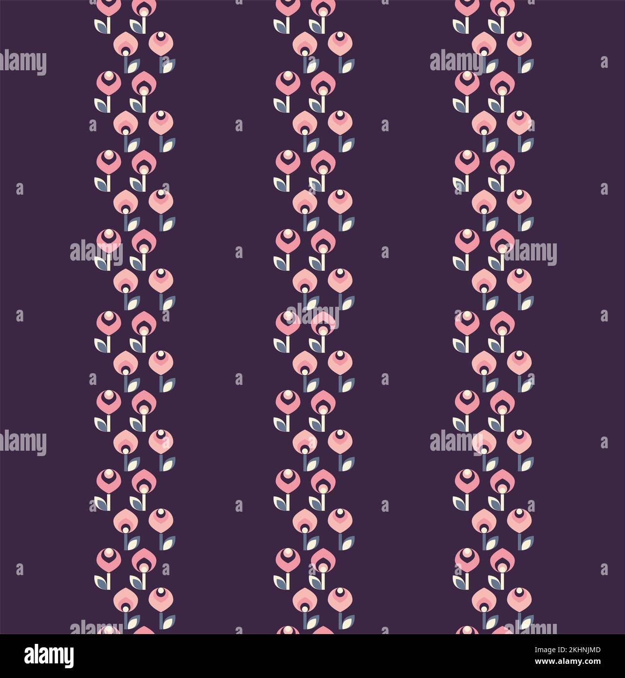 Motif fleuri moderne sans couture sur fond violet isolé. Illustration numérique. Peut être utilisé comme une conception de textile autre tissu Illustration de Vecteur