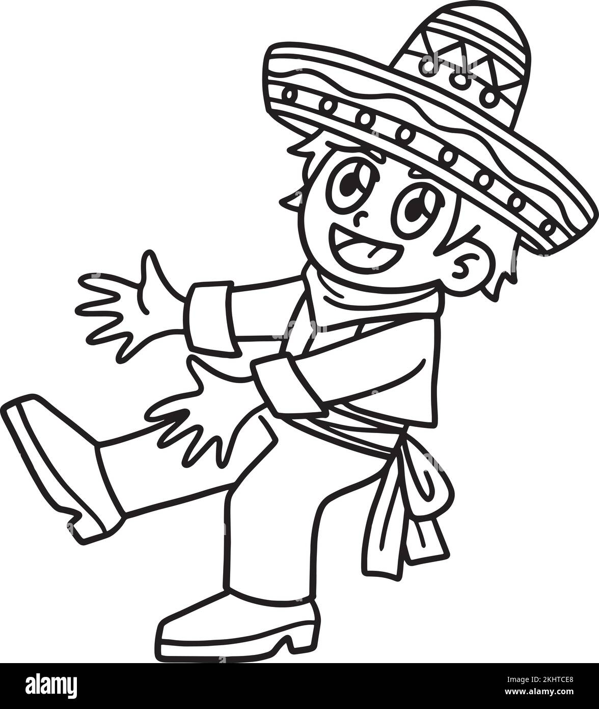 Cinco de Mayo Mexican Boy Dancing isolé Illustration de Vecteur