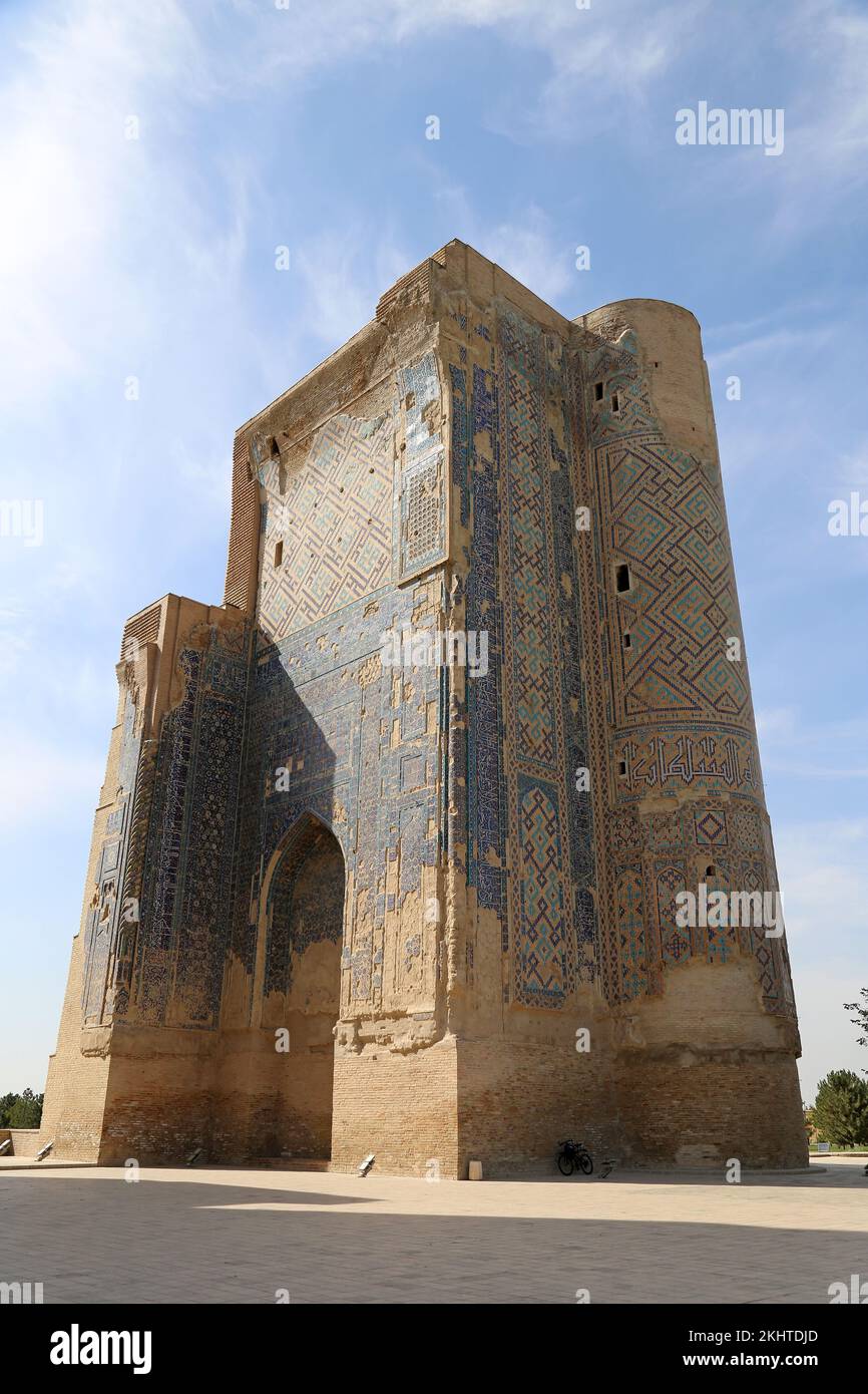 Entrée, complexe Ak Saray (Palais blanc), rue Ipak Yuli, Shakhrisabz, province de Qashqadaryo, Ouzbékistan, Asie centrale Banque D'Images