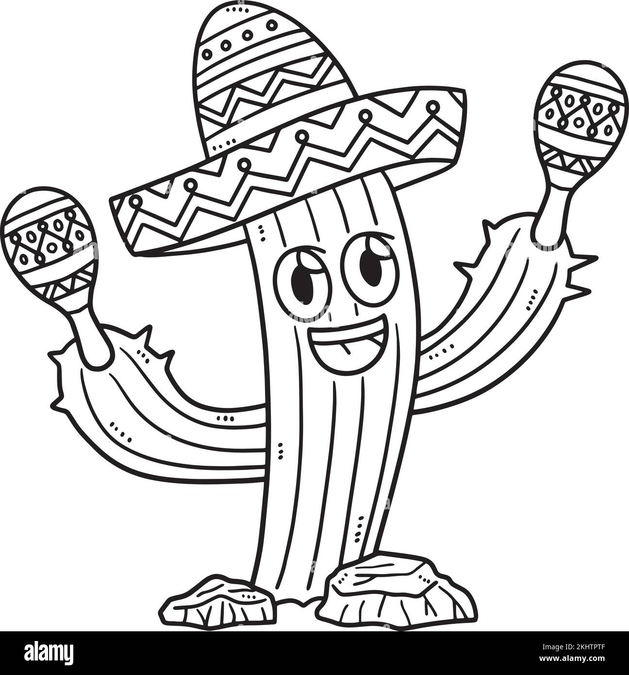 Cinco de Mayo Cactus mexicain coloration isolée Illustration de Vecteur