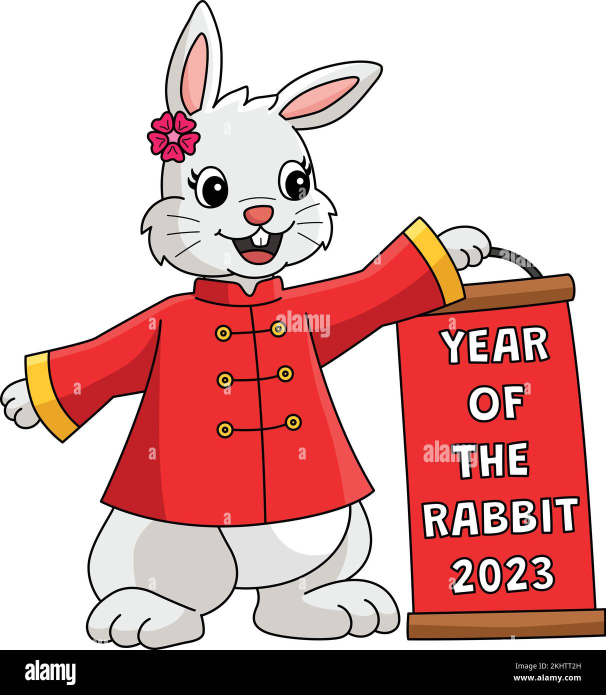 Année du lapin 2023 Cartoon couleur Clipart Illustration de Vecteur