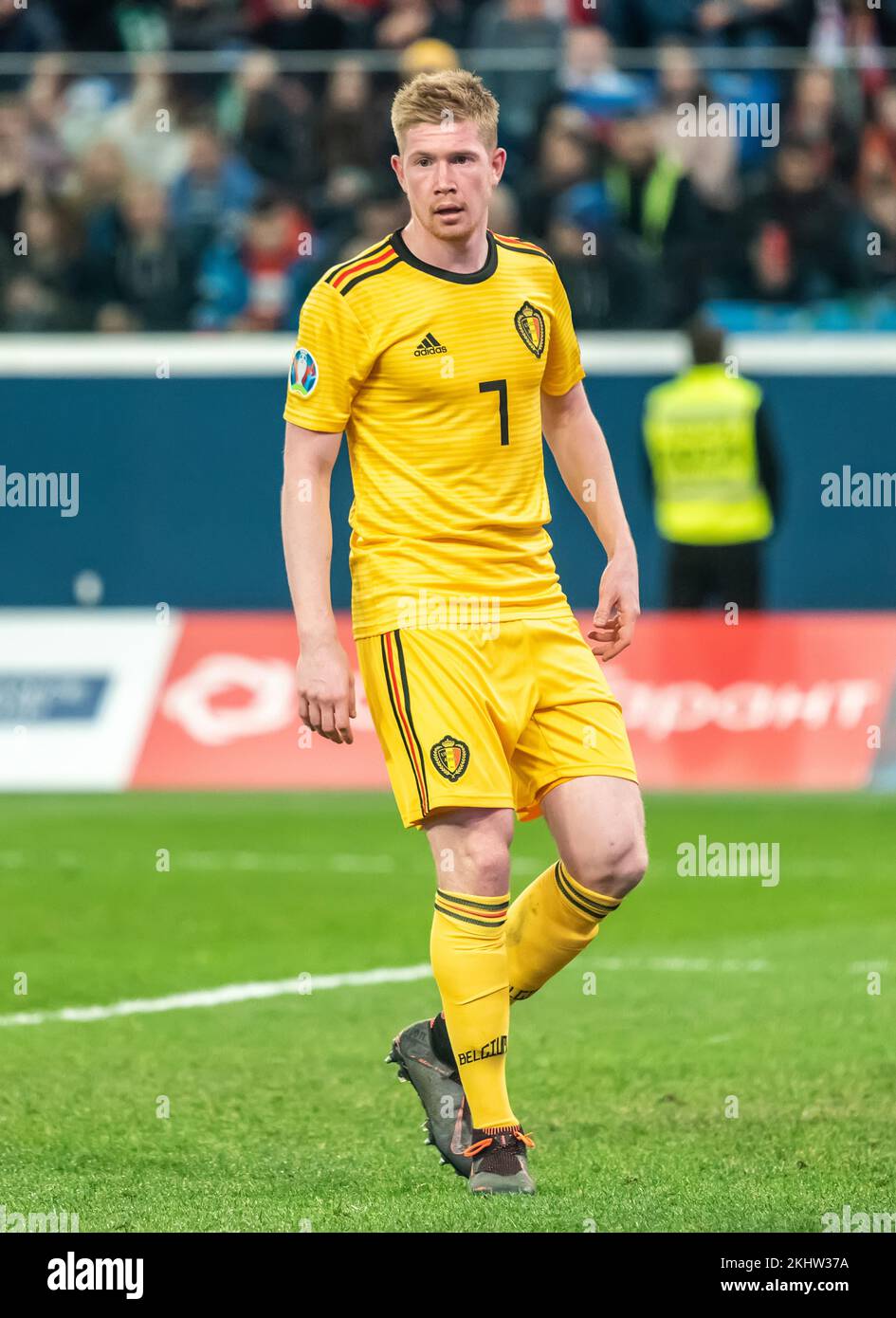 Saint-Pétersbourg, Russie – 16 novembre 2019. Kevin de Bruyne, milieu de terrain de l'équipe nationale belge de football, lors du match de qualification Euro 2020 de l'UEFA Russ Banque D'Images