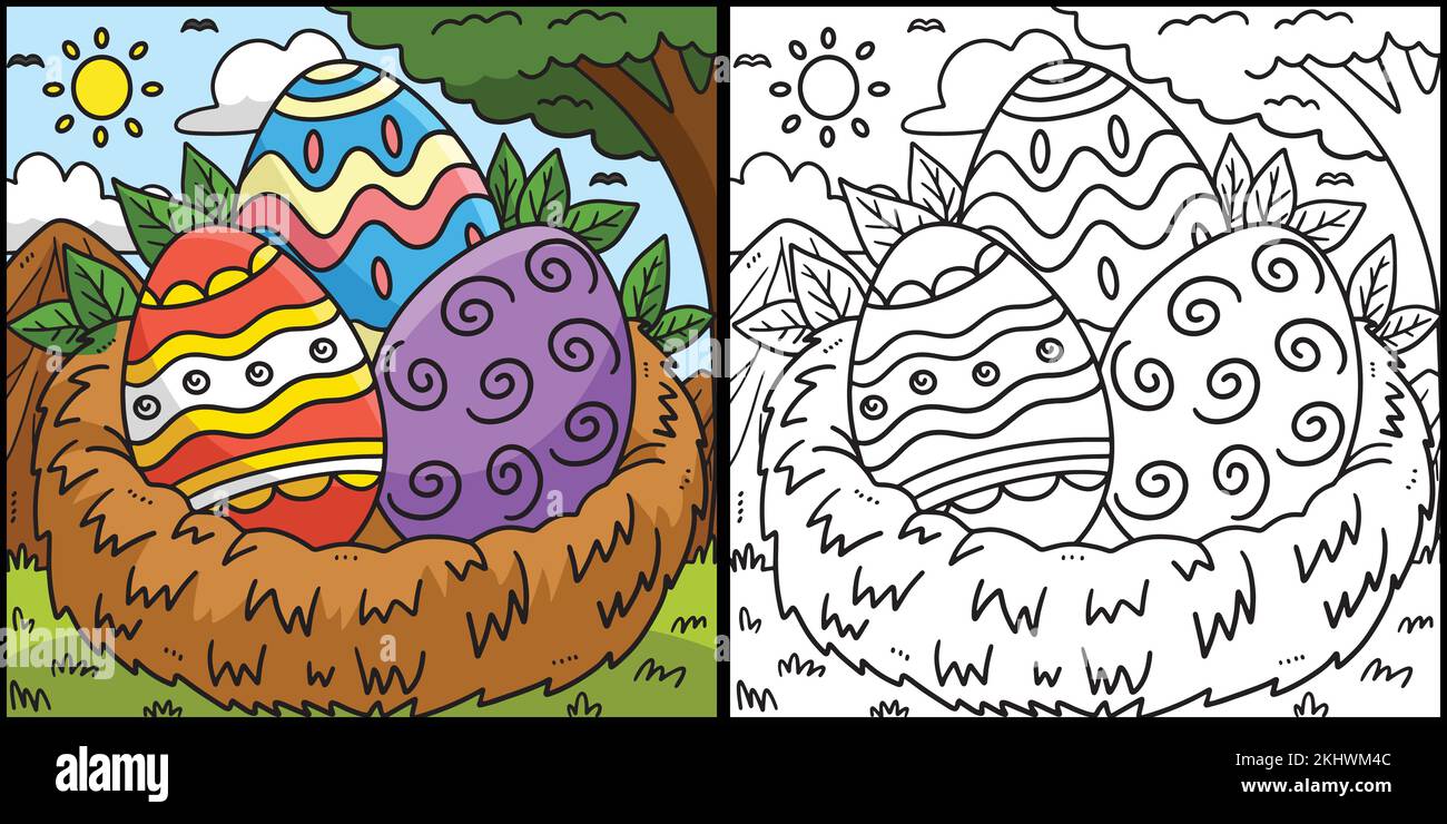 Œufs de Pâques en couleur Nest page Illustration Illustration de Vecteur