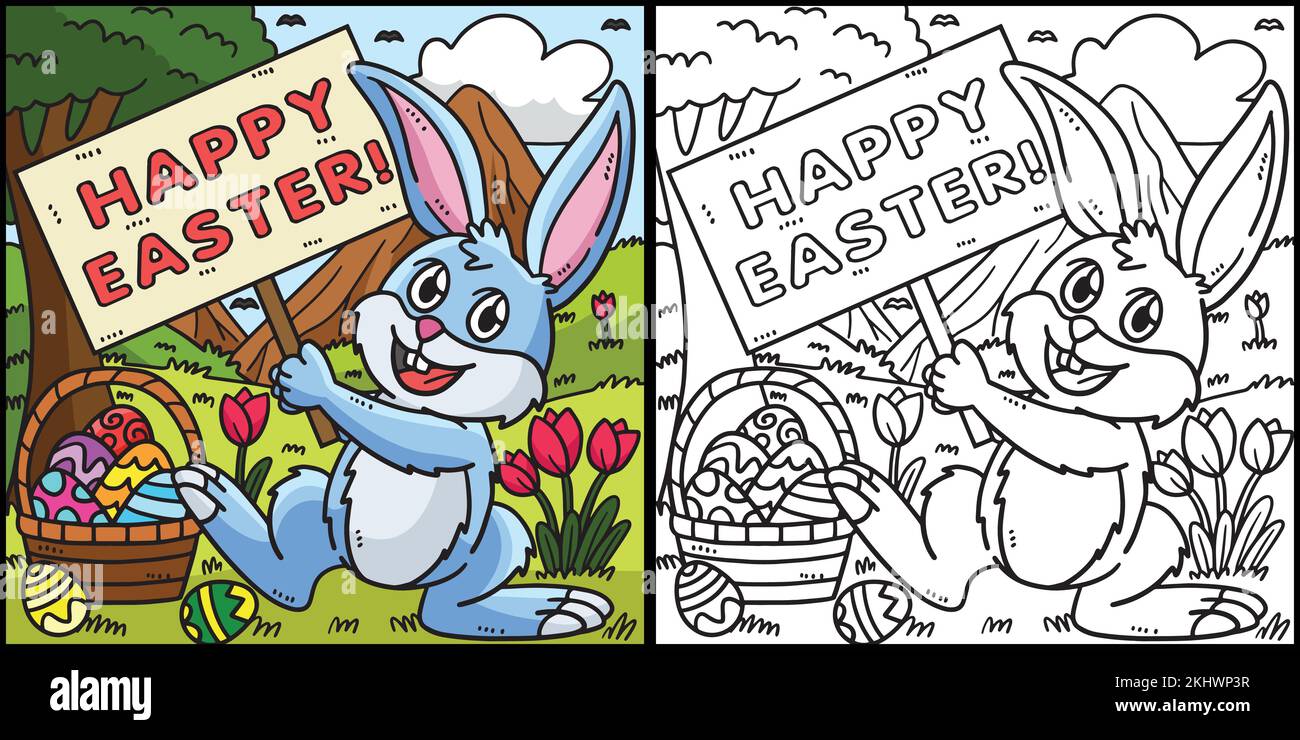 Illustration de la mise en couleur des fêtes de Pâques de lapin Illustration de Vecteur